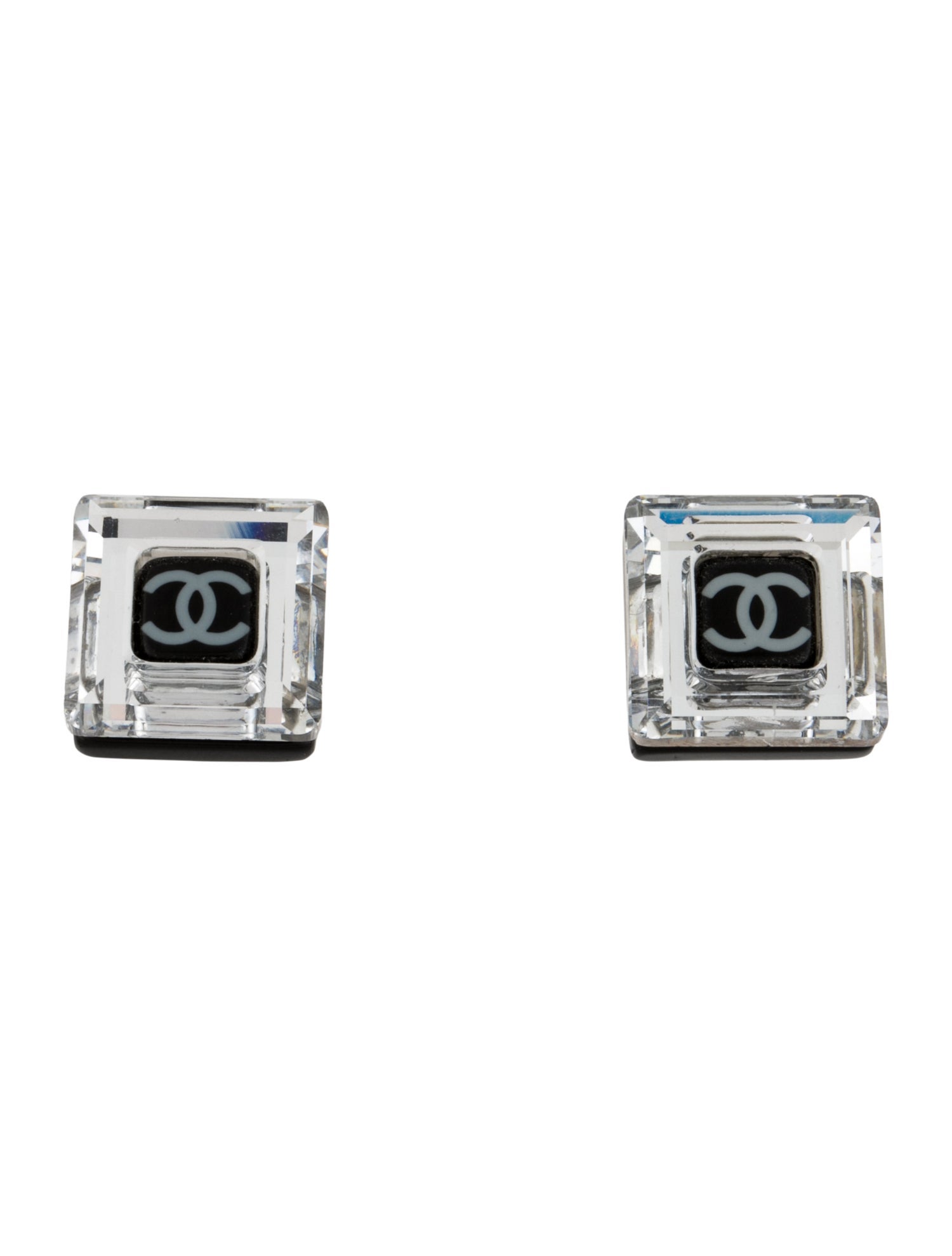Chanel Strass & Resin CC Stud Earrings