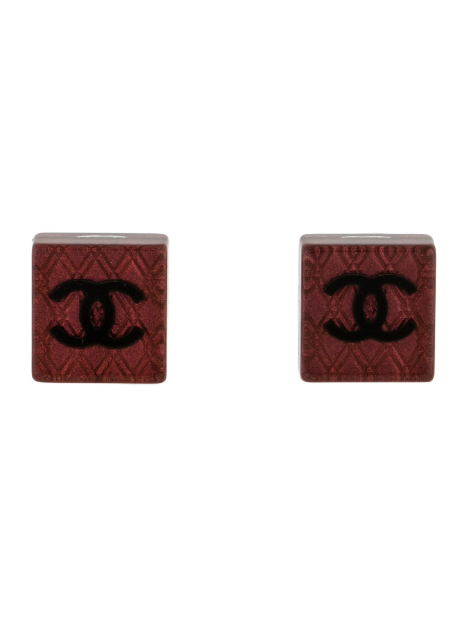Chanel Resin CC Stud Earrings