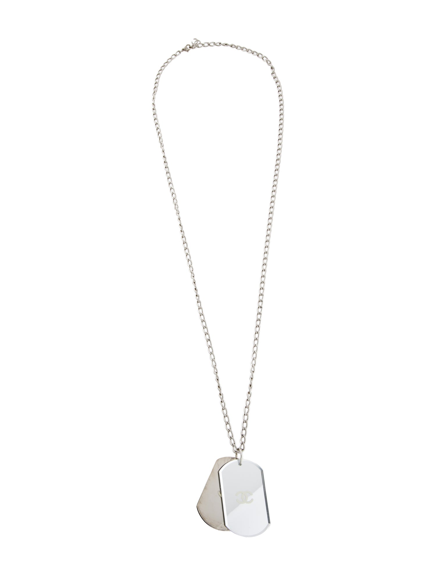 Chanel CC Dog Tag Pendant Necklace