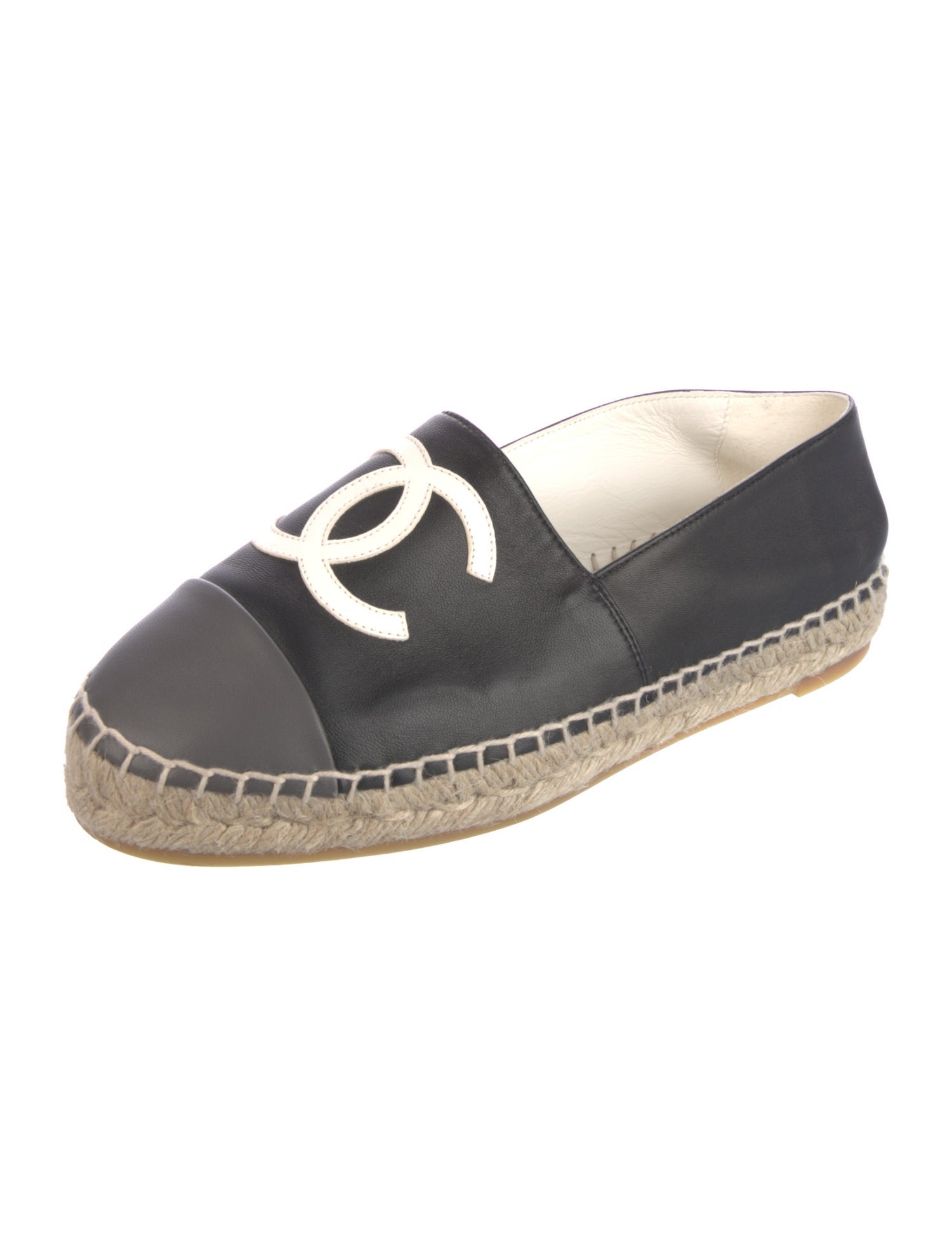 Chanel Interlocking CC Logo Lambskin Espadrilles