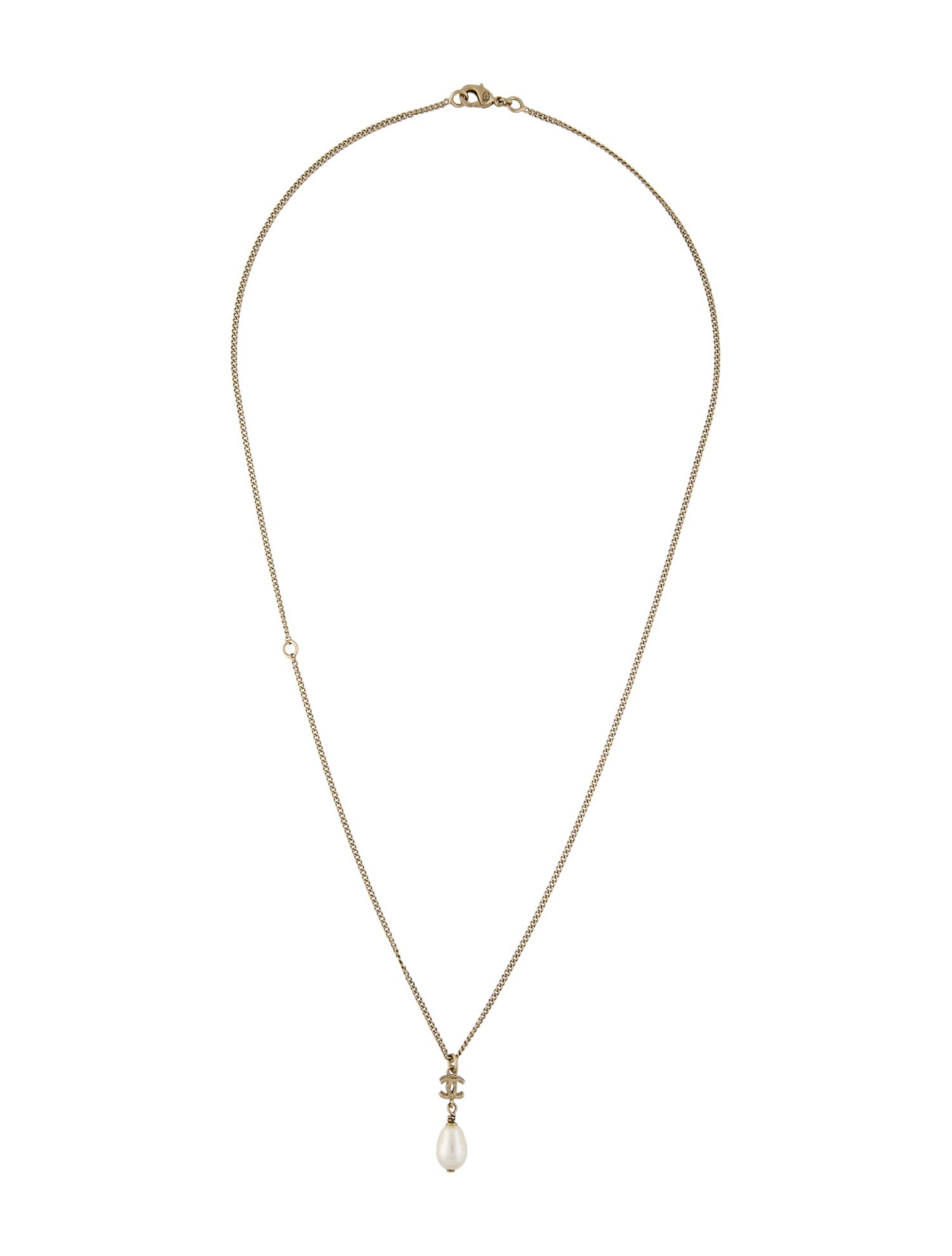 Chanel Faux Pearl CC Pendant Necklace