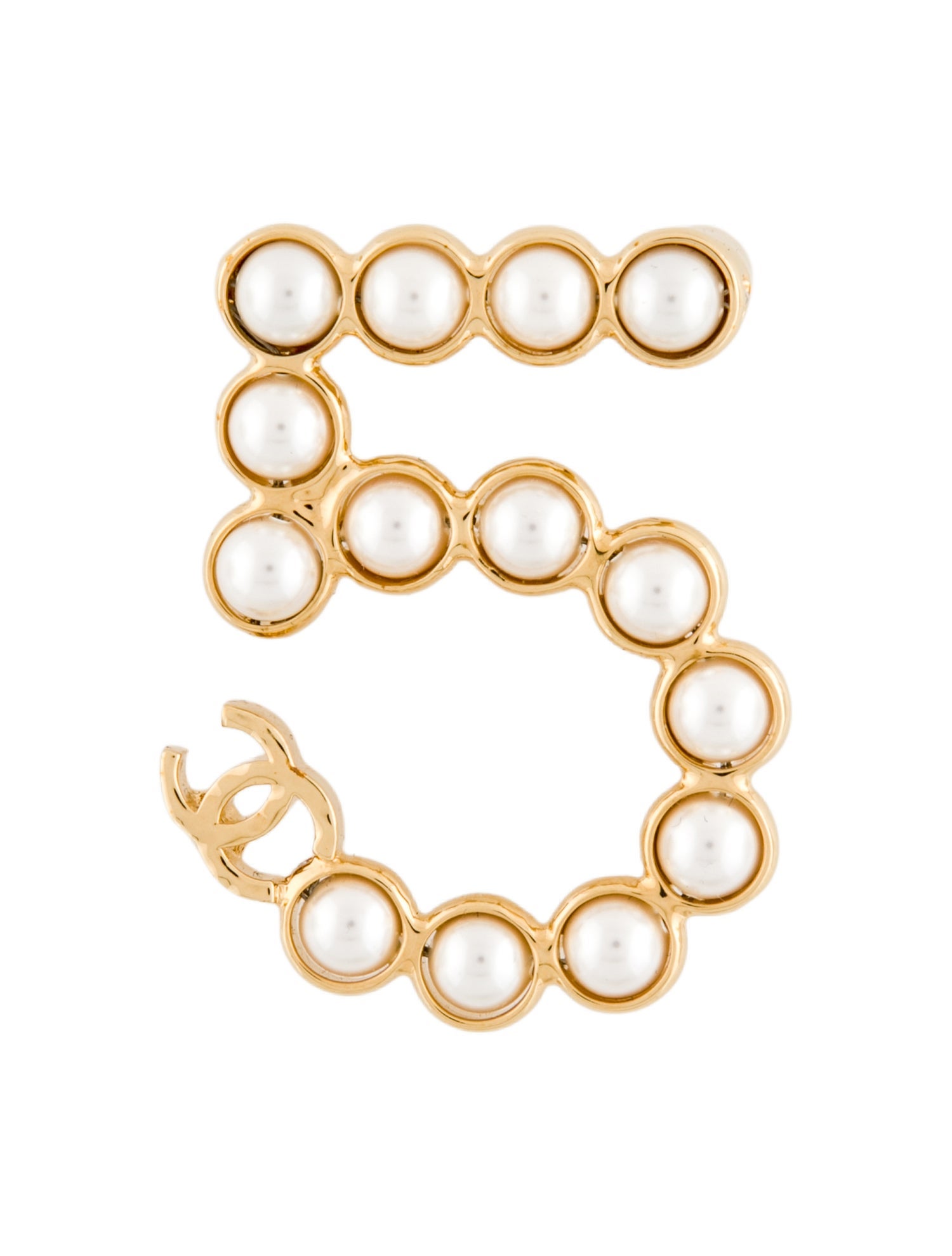 Chanel 2024 Faux Pearl CC No. 5 Brooch