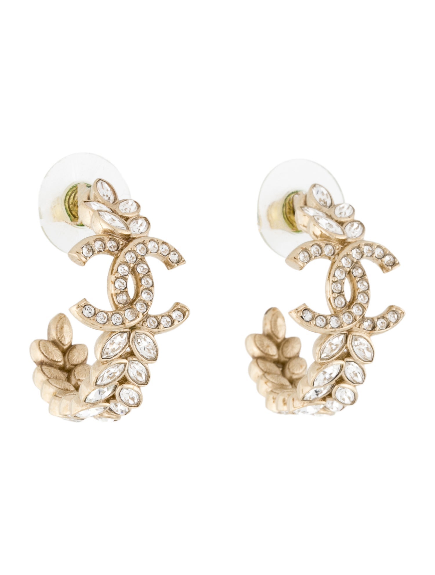 Chanel 2023 Strass CC Hoop Earrings