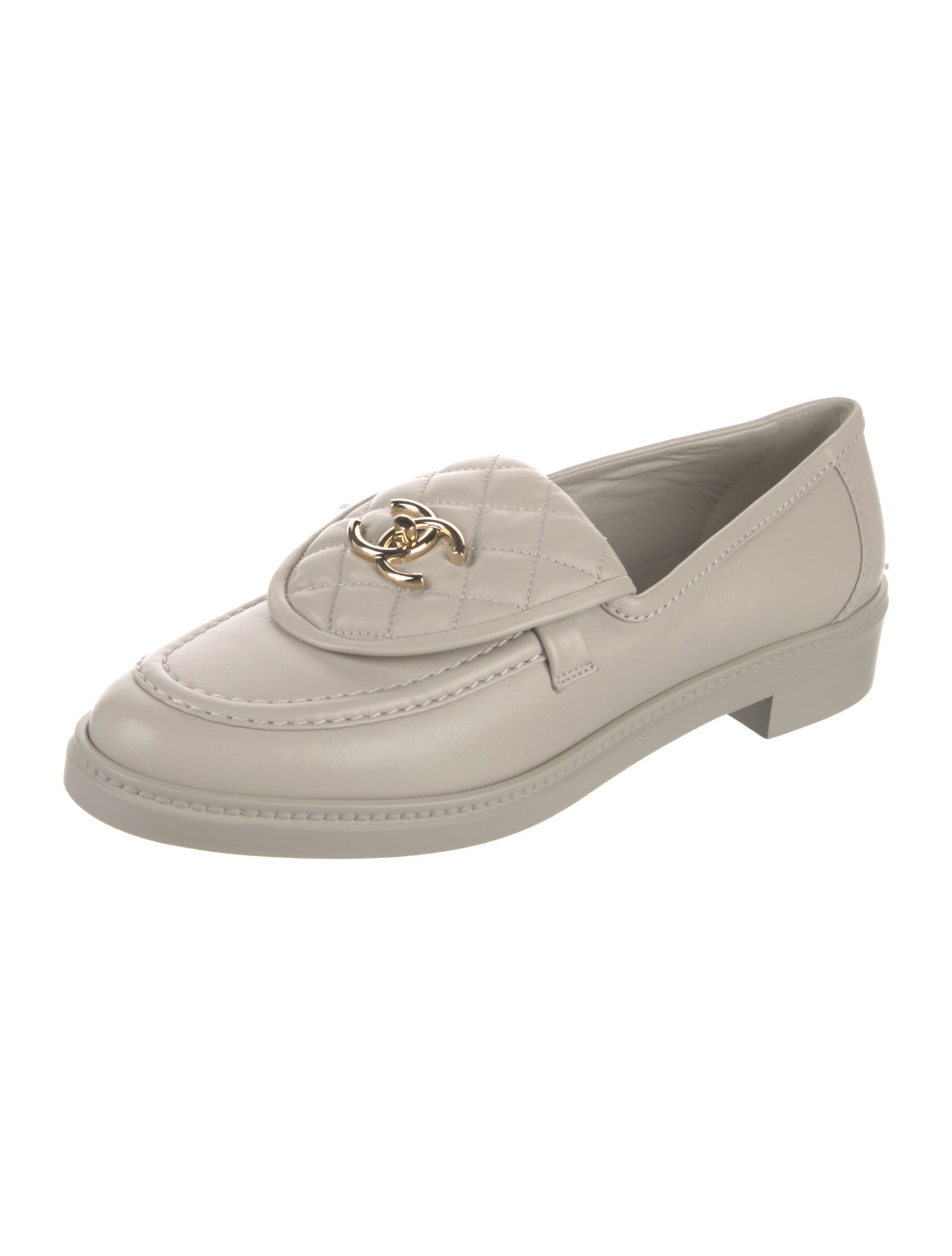 Chanel Interlocking CC Logo Leather Loafers