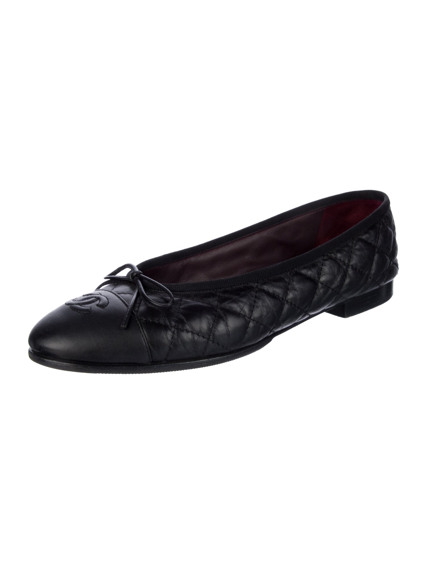 Chanel Interlocking CC Logo Leather Ballet Flats