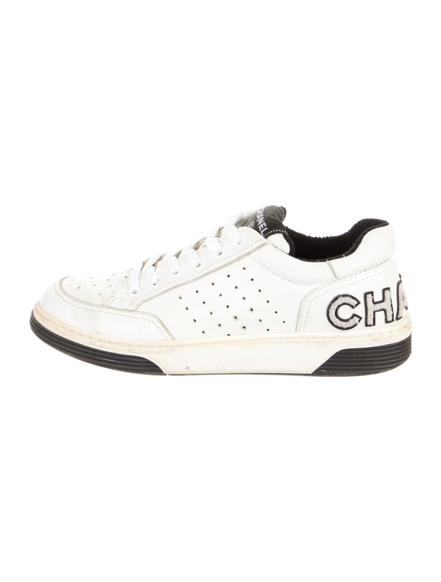 Chanel Leather Graphic Print Sneakers