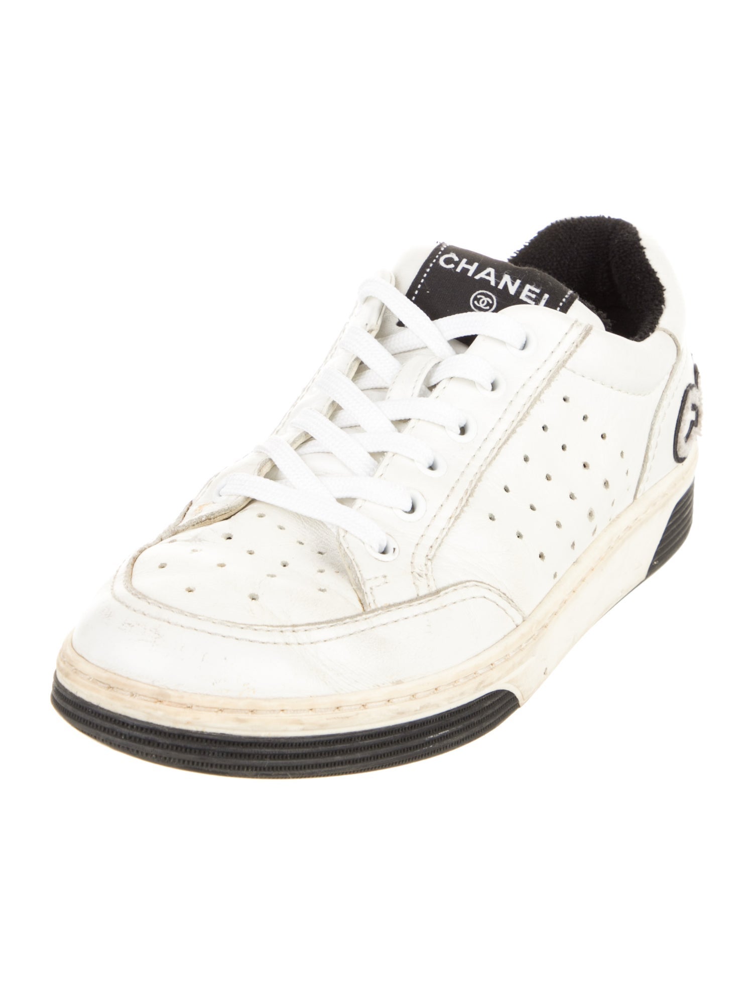 Chanel Leather Graphic Print Sneakers