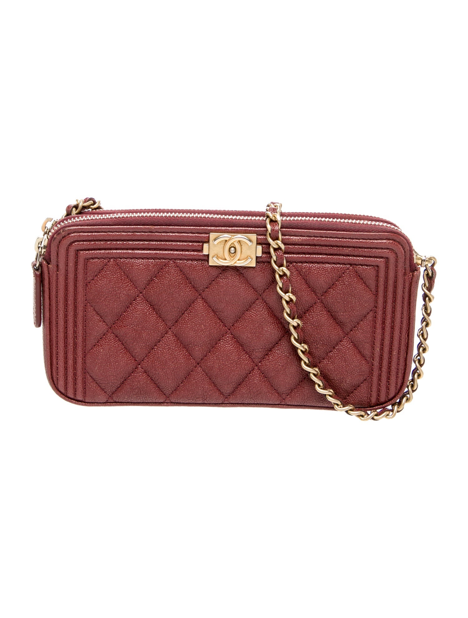 Chanel Boy Double Zip Clutch w/ Chain