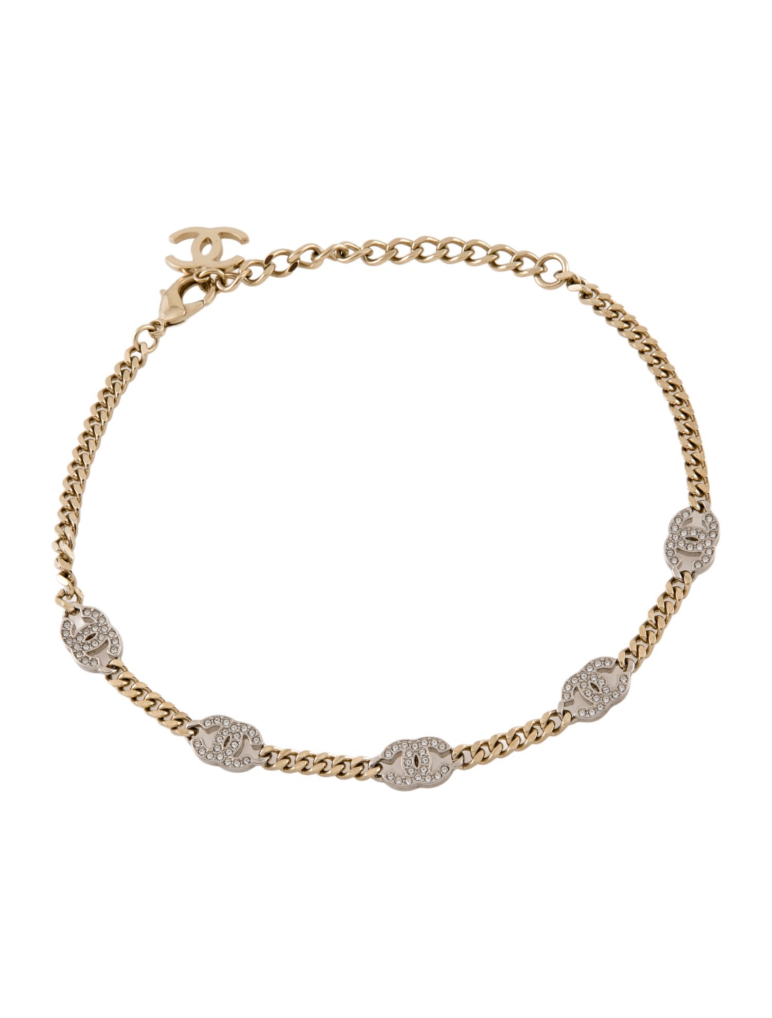 Chanel 2023 Strass CC Station Choker Necklace