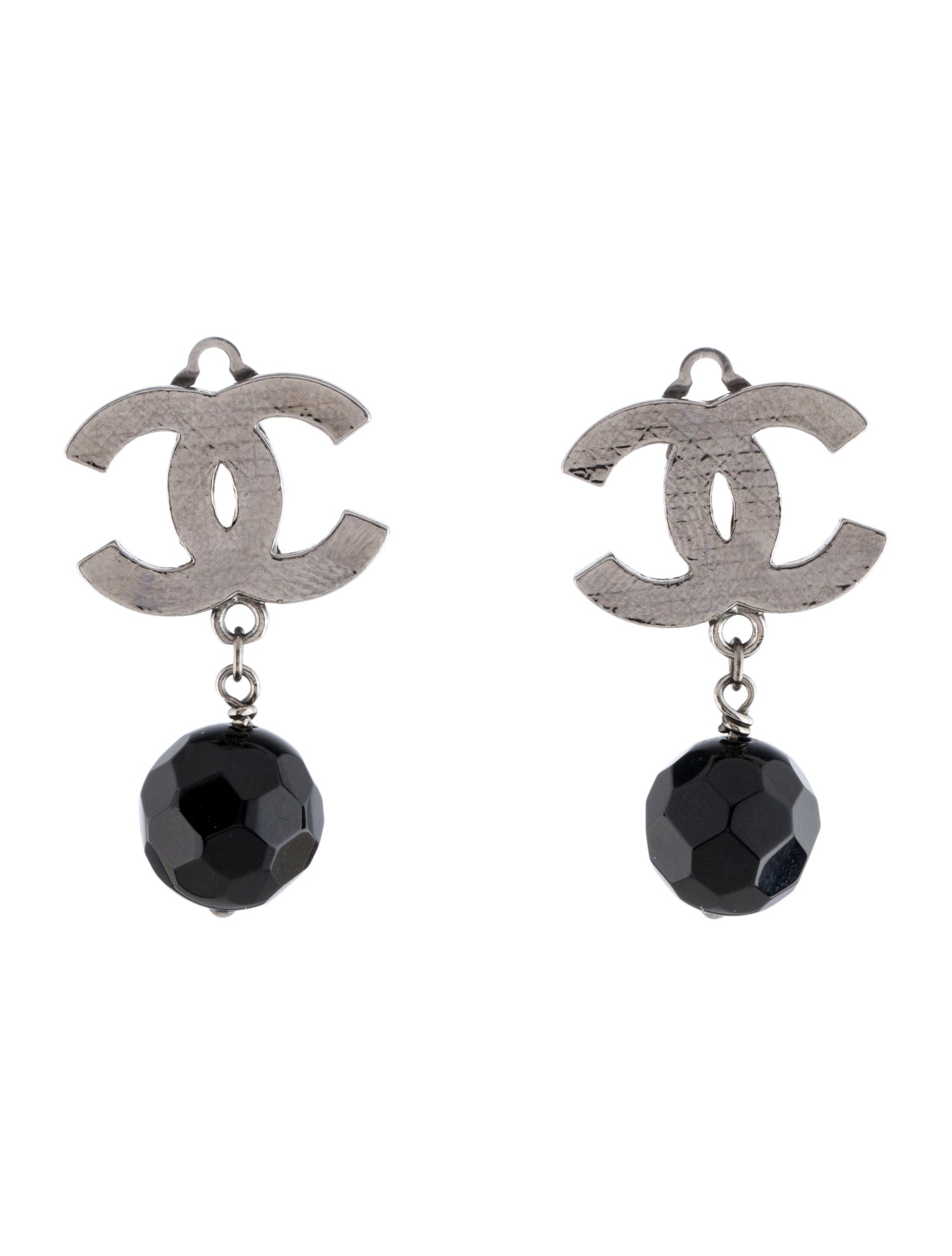 Chanel Textured CC Logo Clip-On Earrings