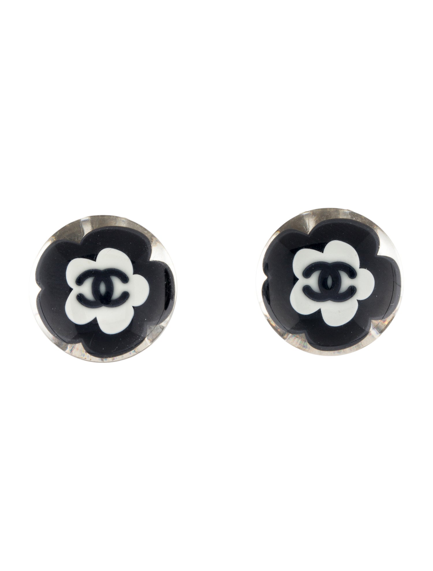 Chanel Resin CC Flower Stud Earrings