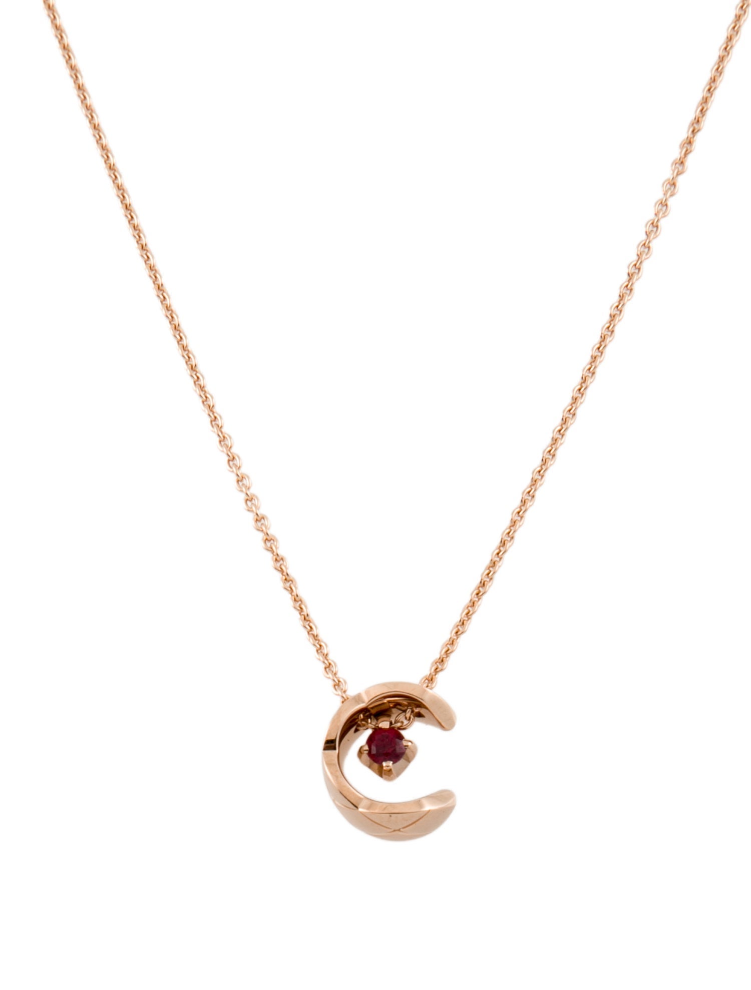Chanel 18K Ruby Coco Pendant Necklace