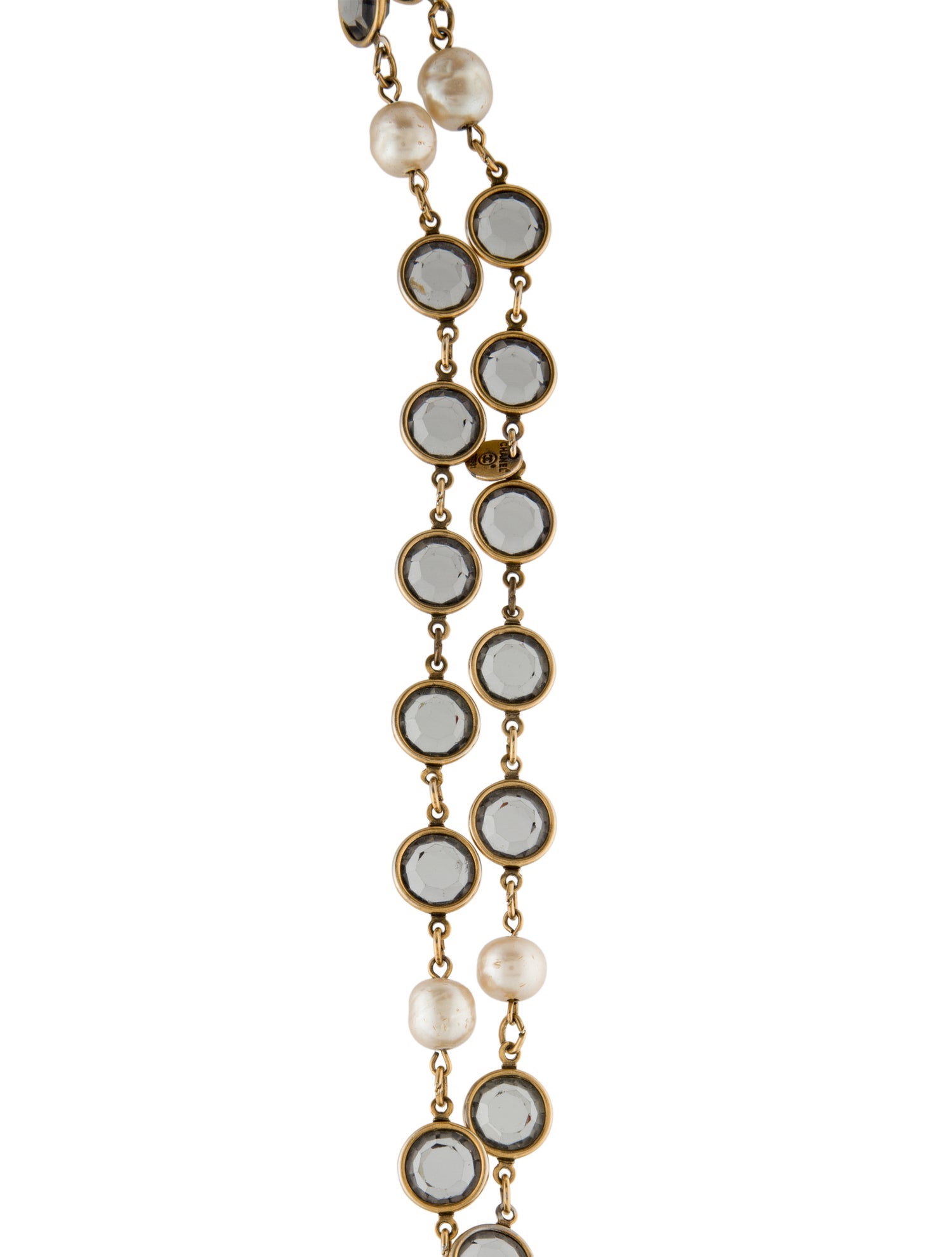 Chanel Vintage Faux-Pearl & Crystal Chicklets Necklace