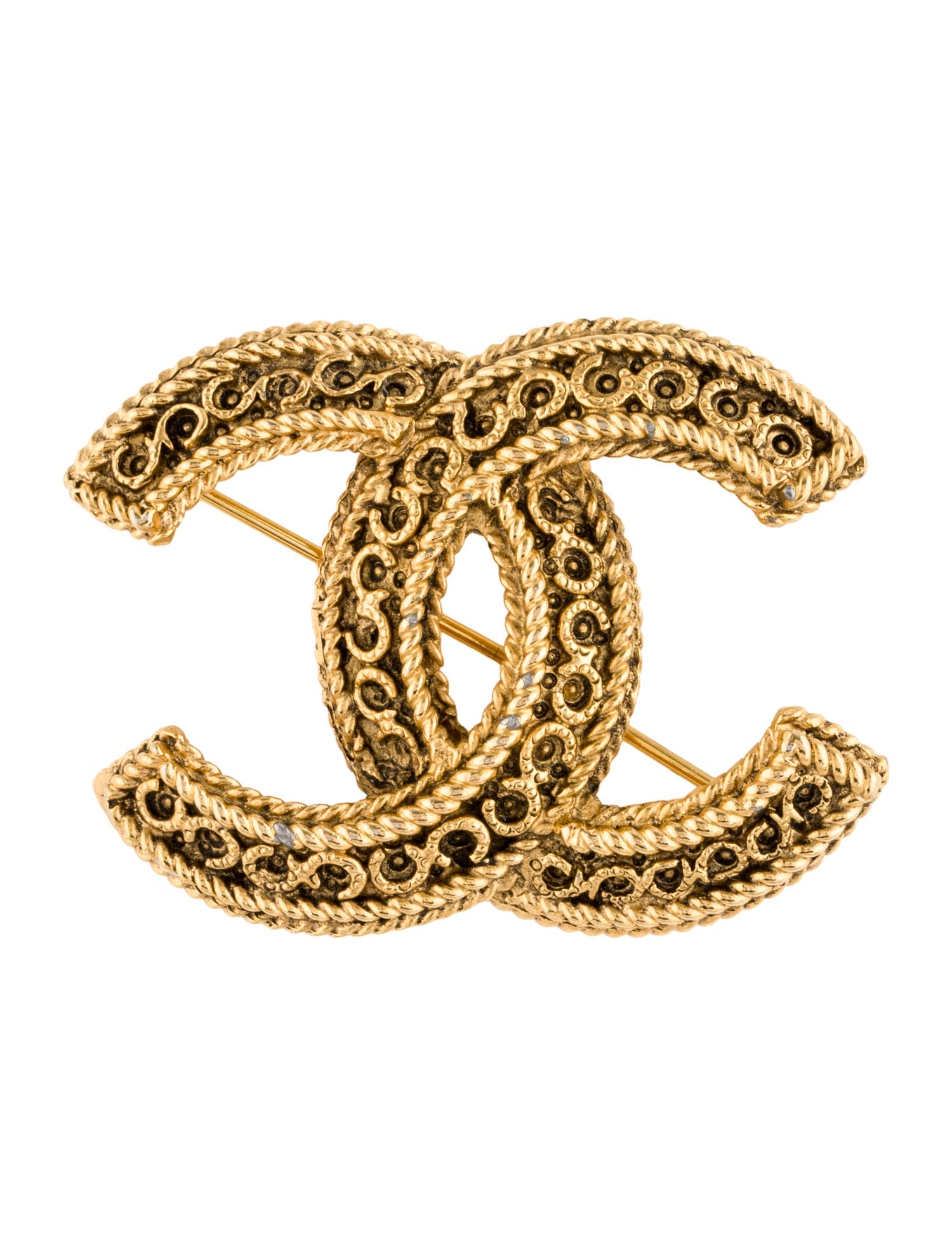 Chanel Vintage Textured CC Brooch
