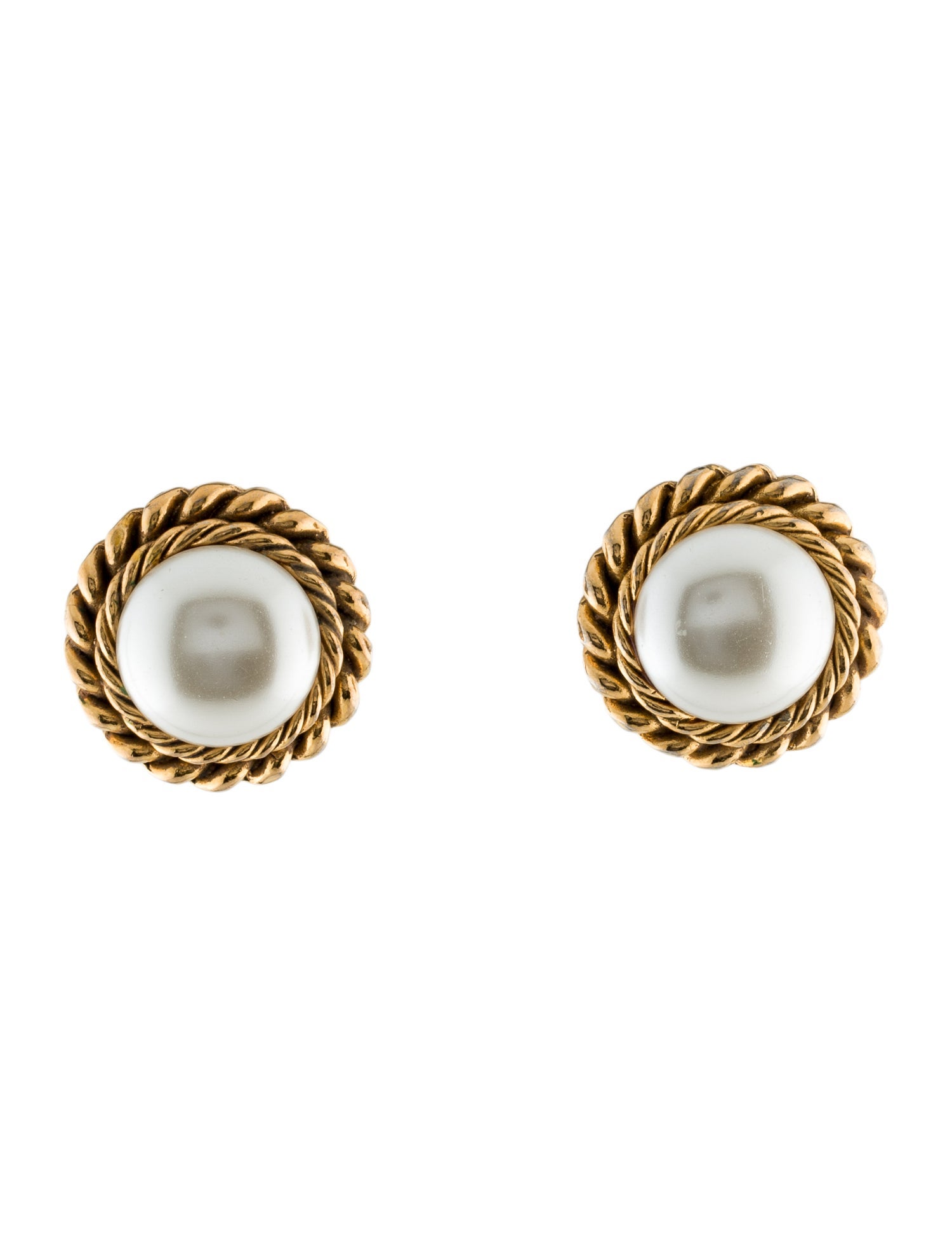 Chanel Vintage Faux Pearl Clip-On Earrings