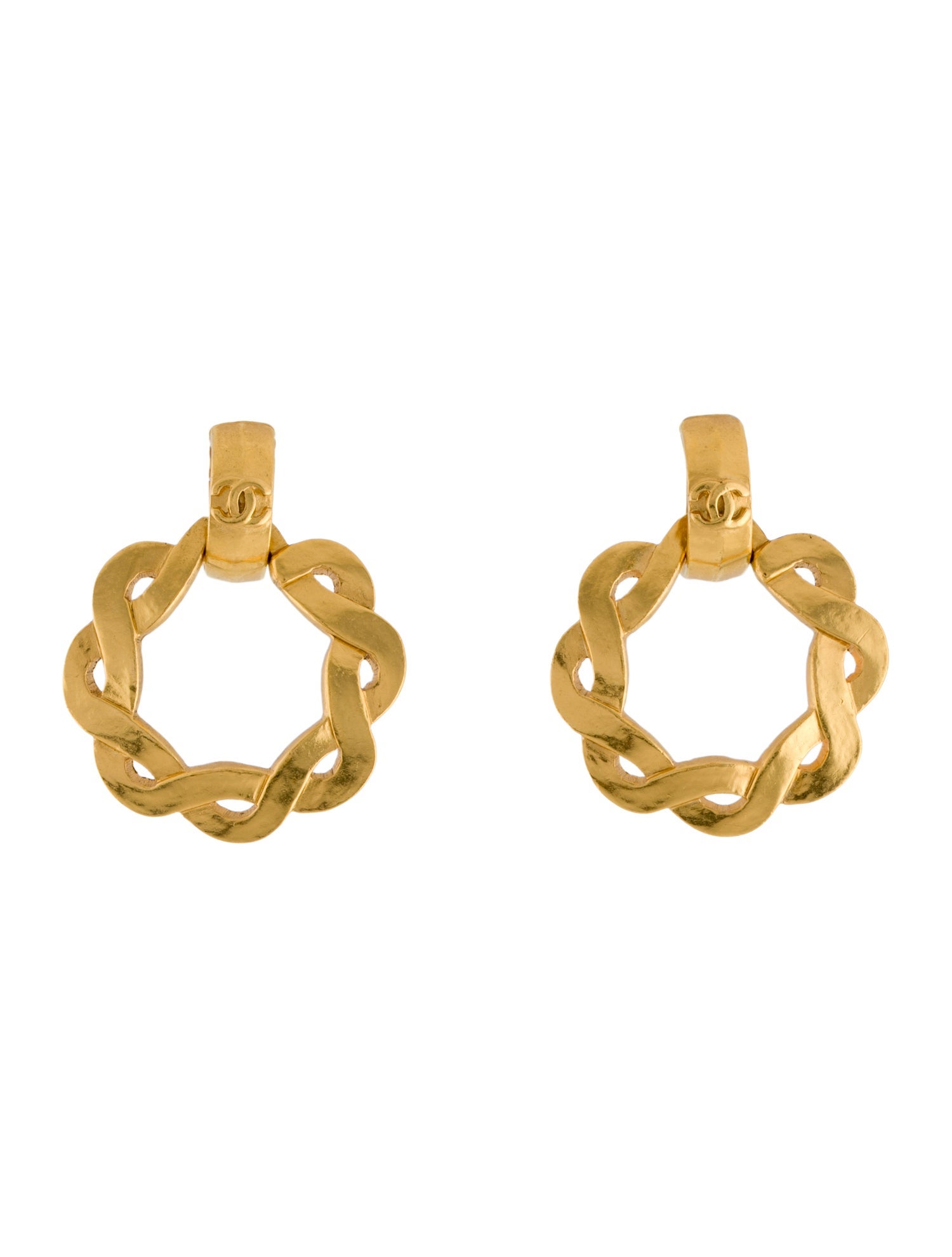 Chanel Vintage CC Doorknocker Clip-On Earrings