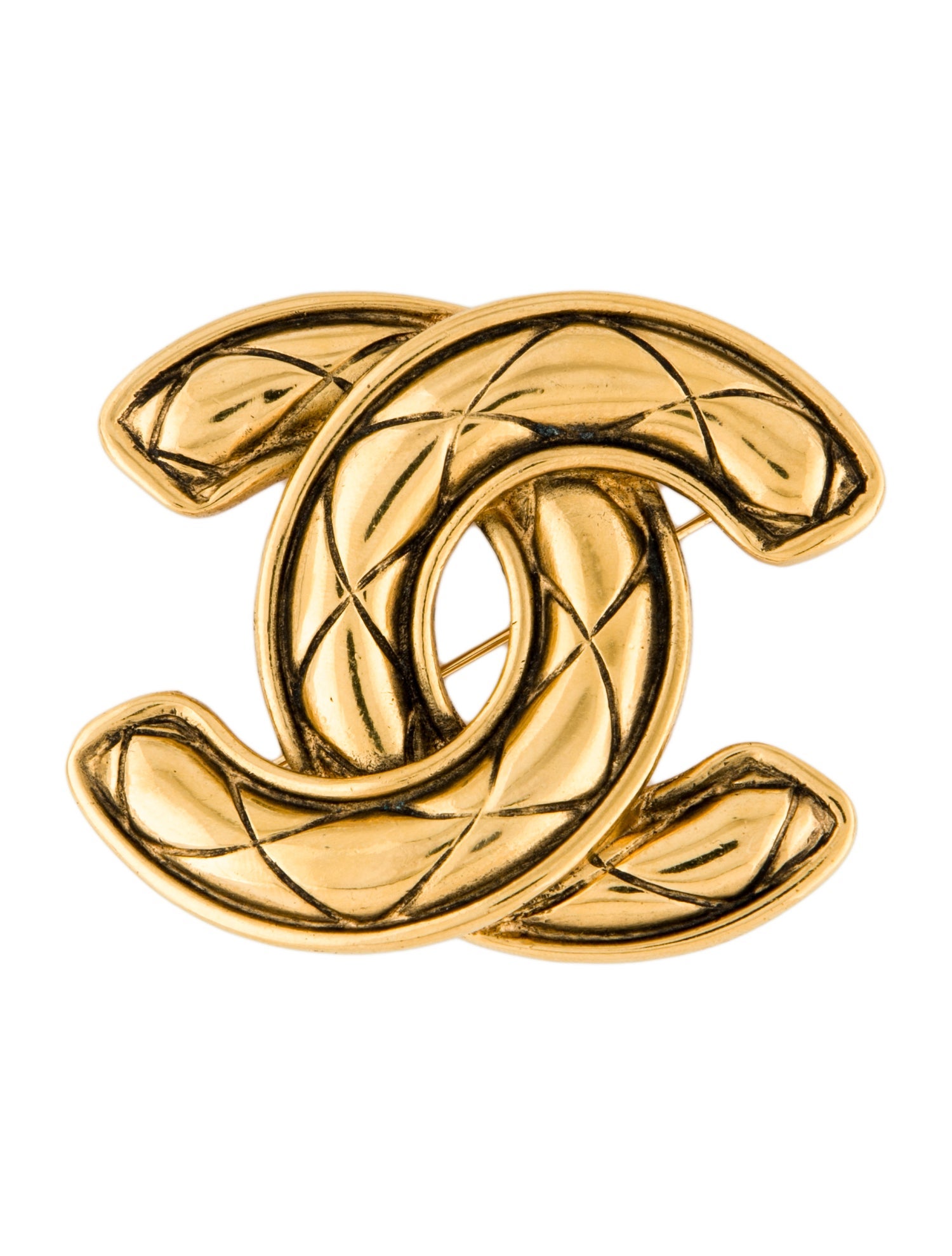 Chanel Vintage Quilted CC Brooch