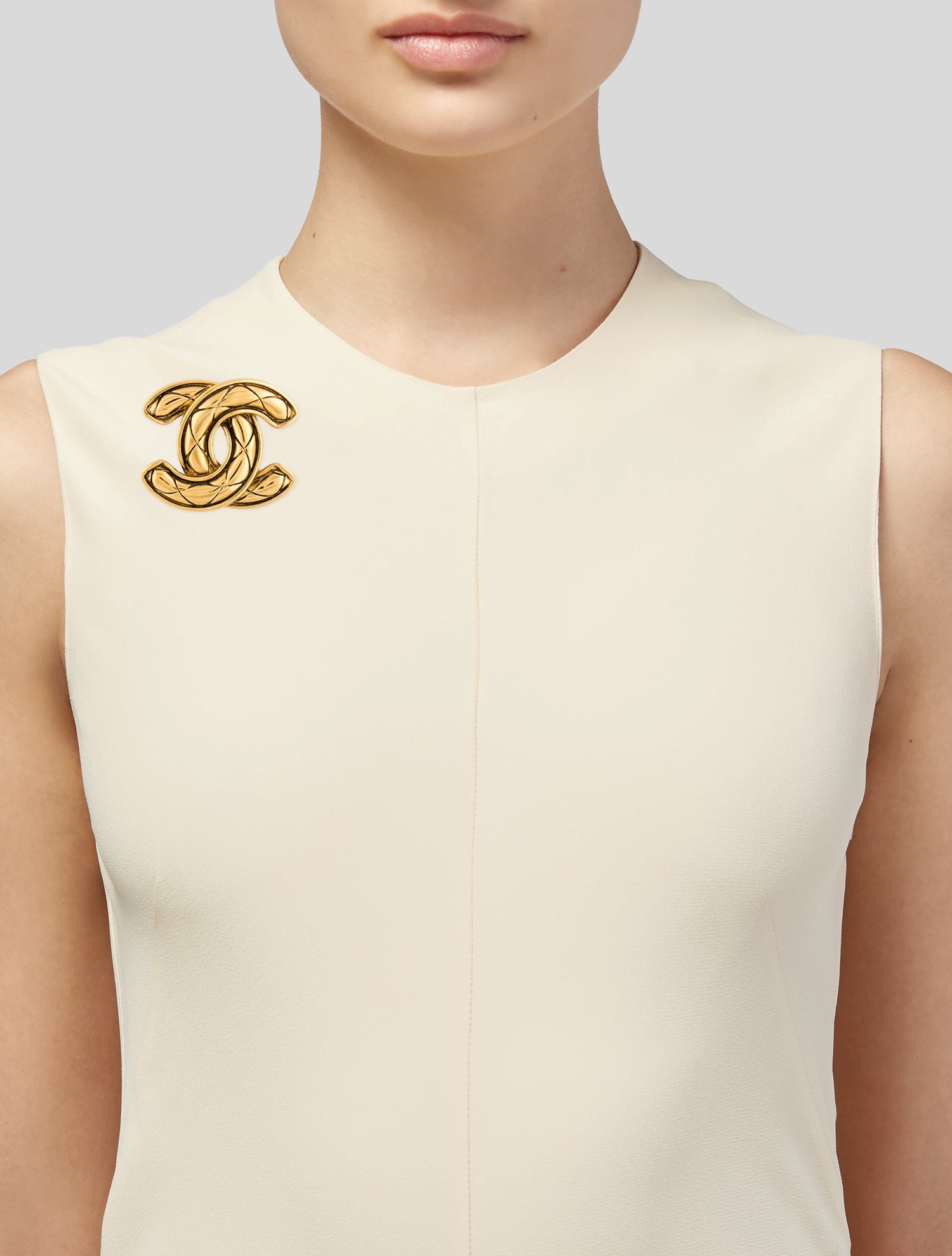 Chanel Vintage Quilted CC Brooch