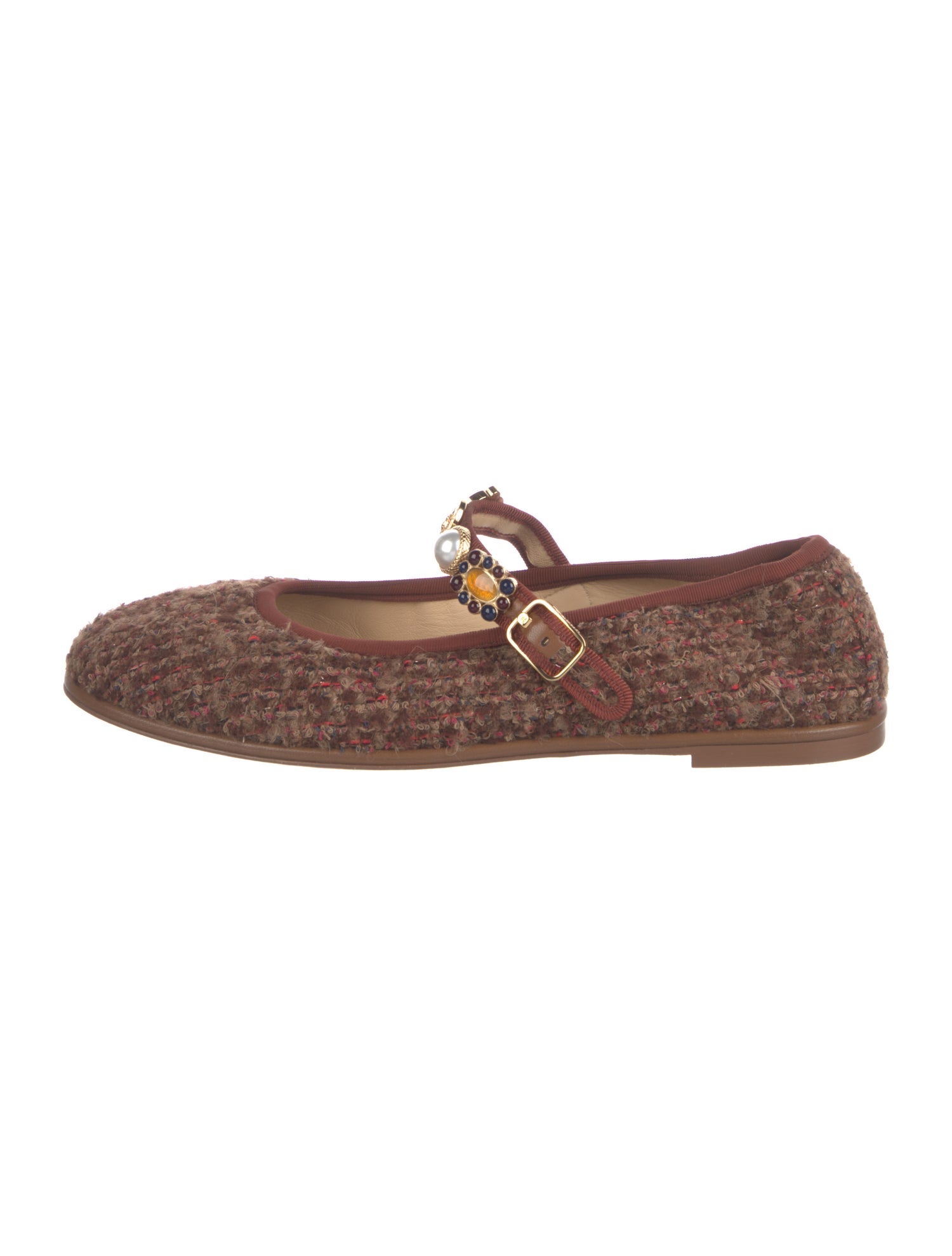 Chanel Interlocking CC Logo Tweed Mary Jane Flats