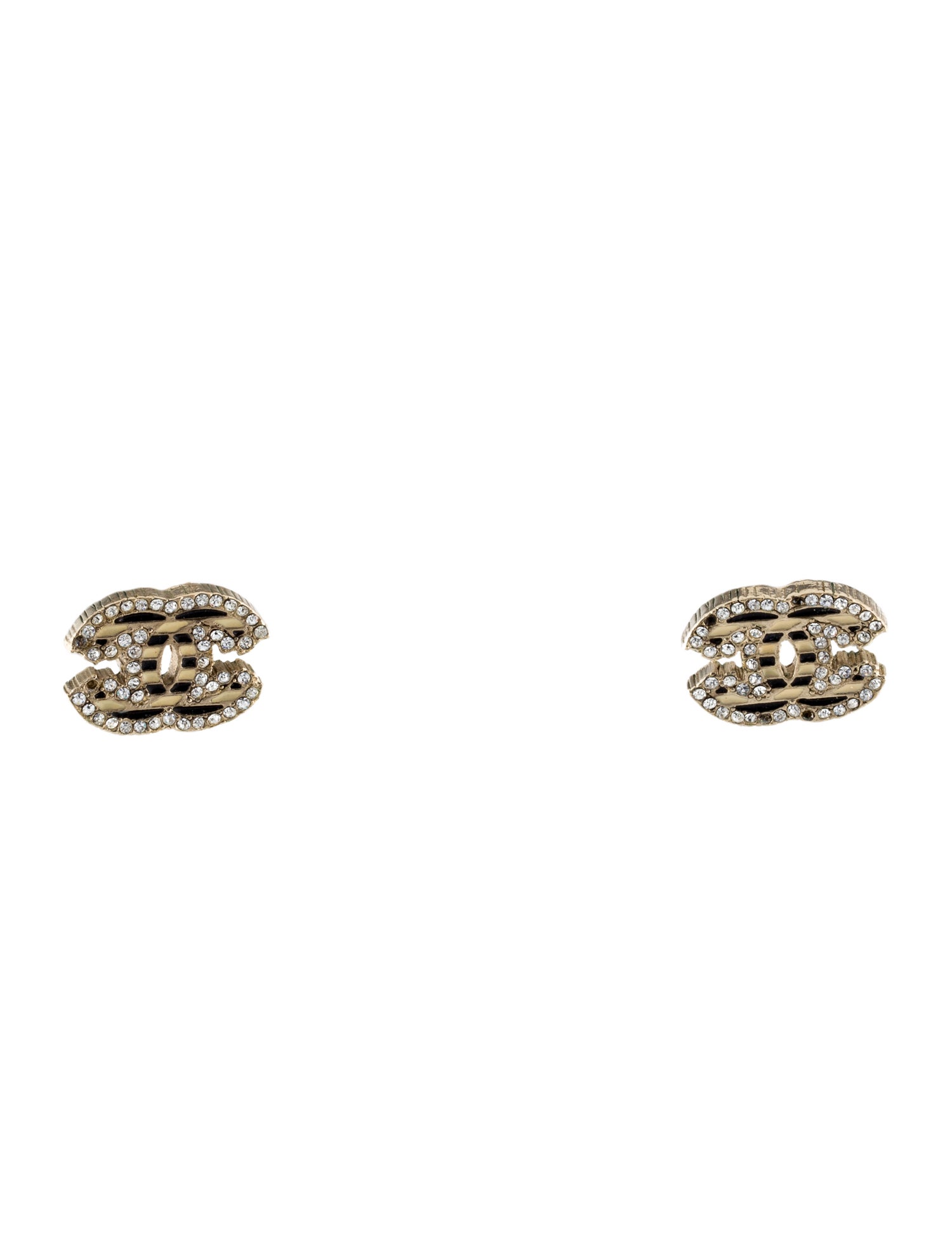 Chanel Strass & Enamel CC Stud Earrings