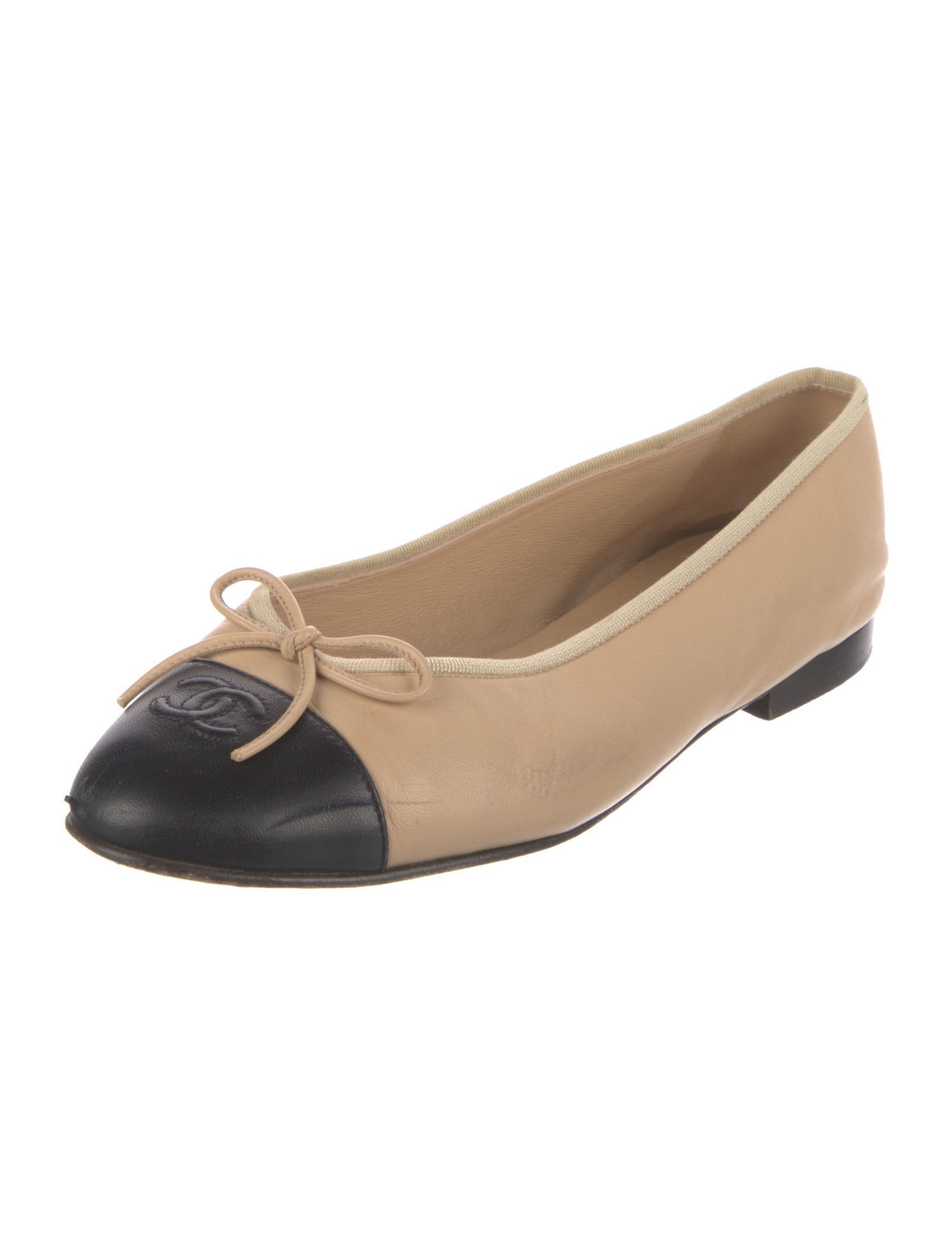 Chanel Interlocking CC Logo Lambskin Ballet Flats
