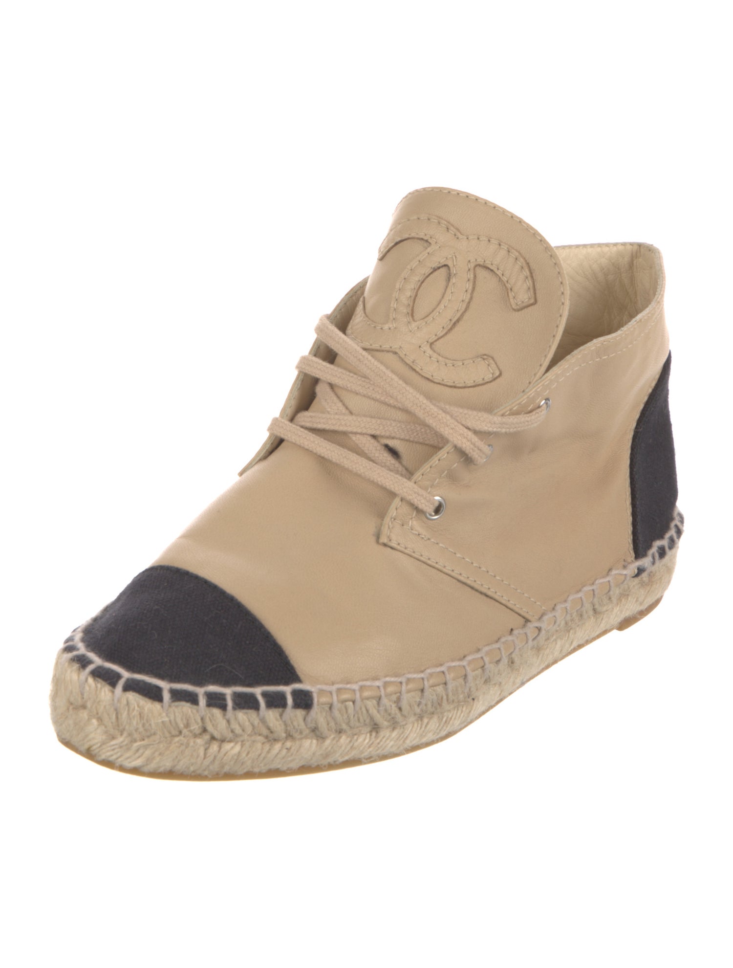 Chanel Interlocking CC Logo Leather Espadrille Sneakers