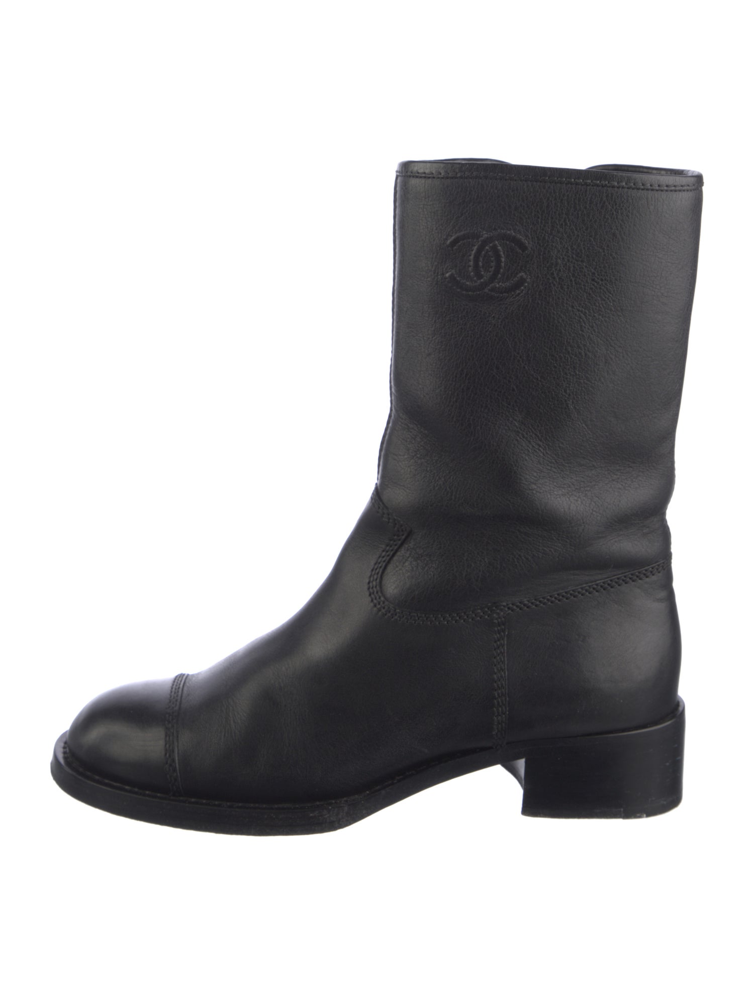 Chanel Interlocking CC Logo Calfskin Boots