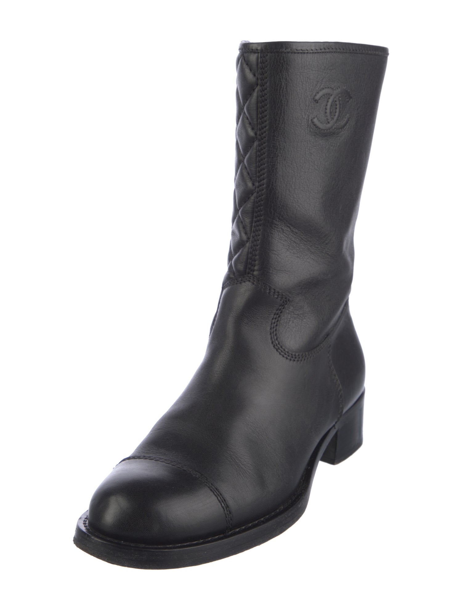 Chanel Interlocking CC Logo Calfskin Boots
