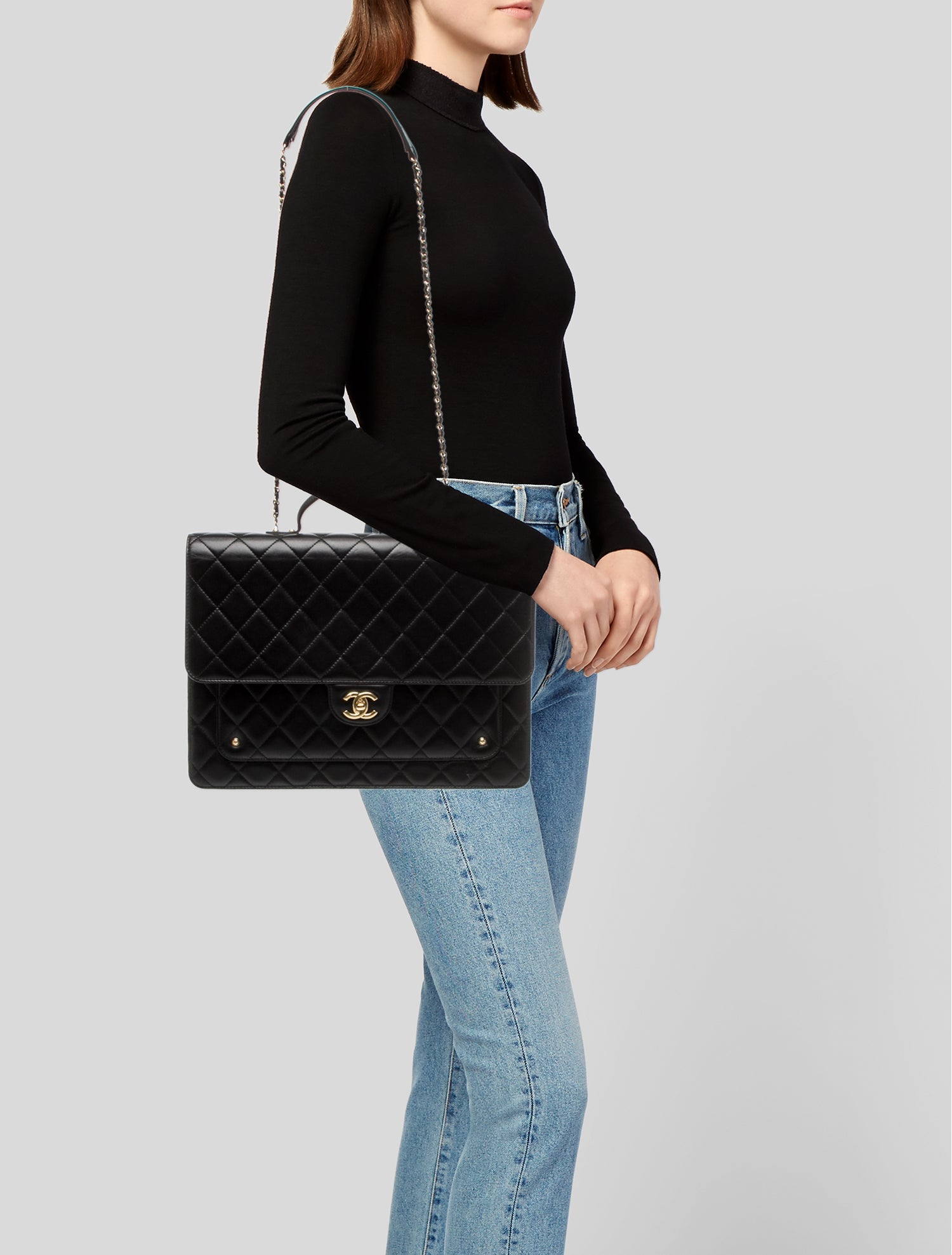 Chanel Quilted CC Briefcase w/ Strap