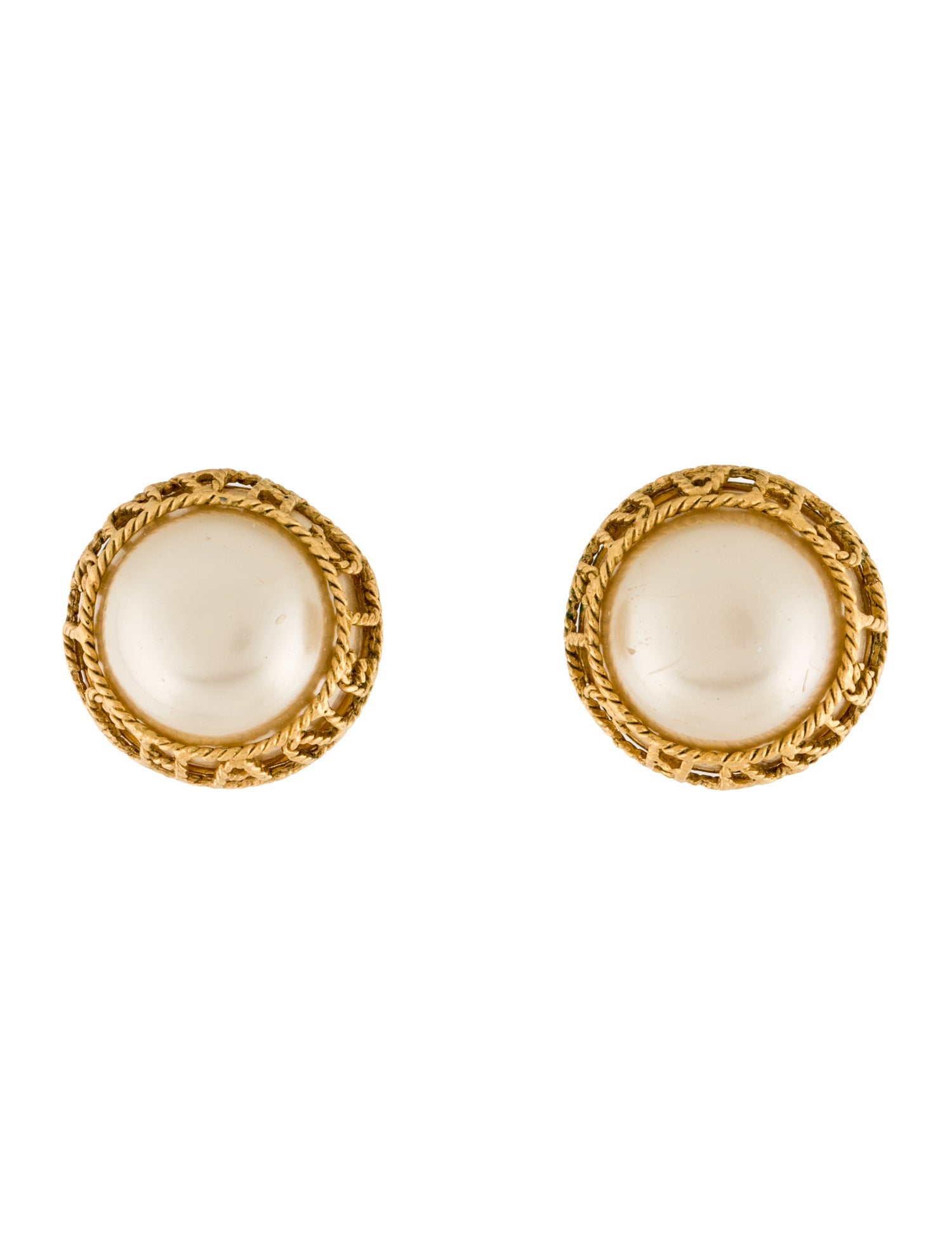Chanel Vintage Faux Pearl Clip-On Earrings