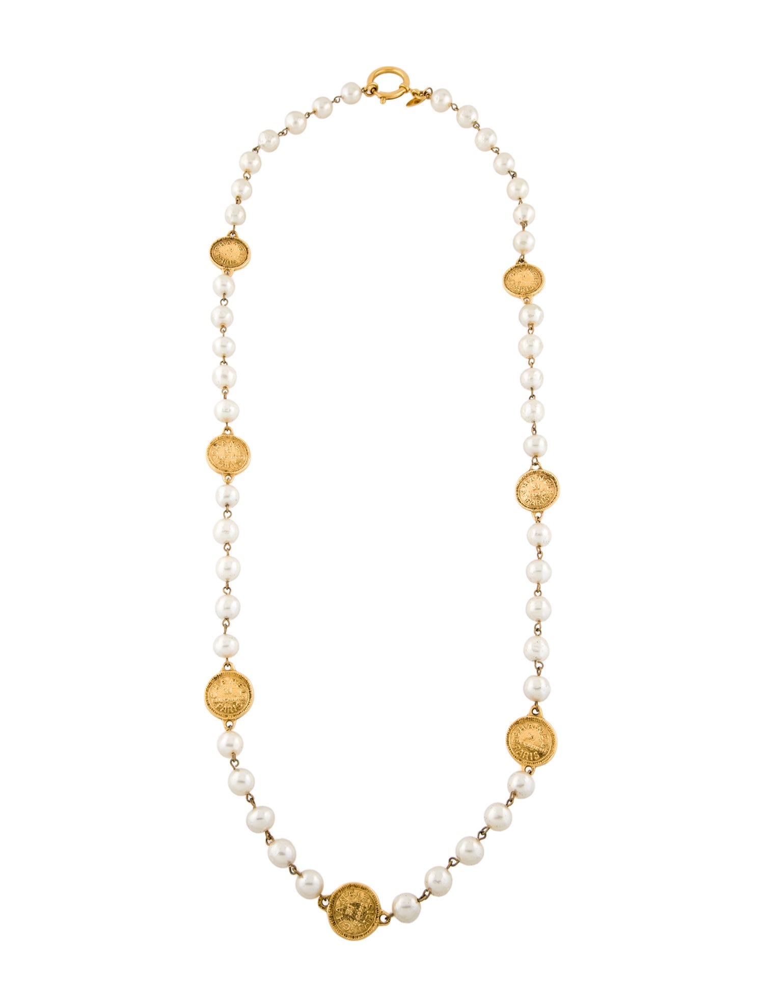 Chanel Vintage Faux Pearl Station Necklace