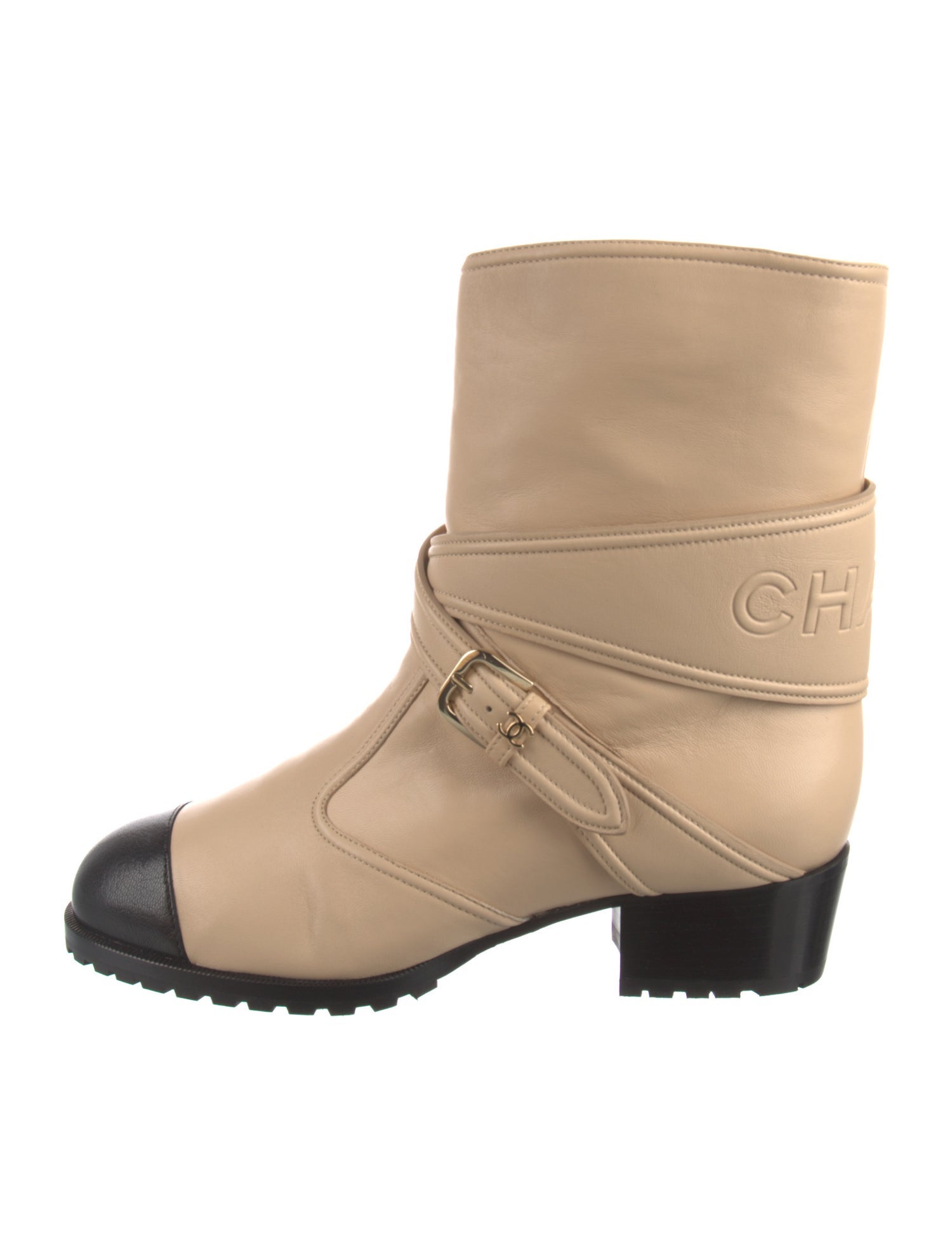 Chanel 2019 Interlocking CC Logo Moto Boots w/ Tags