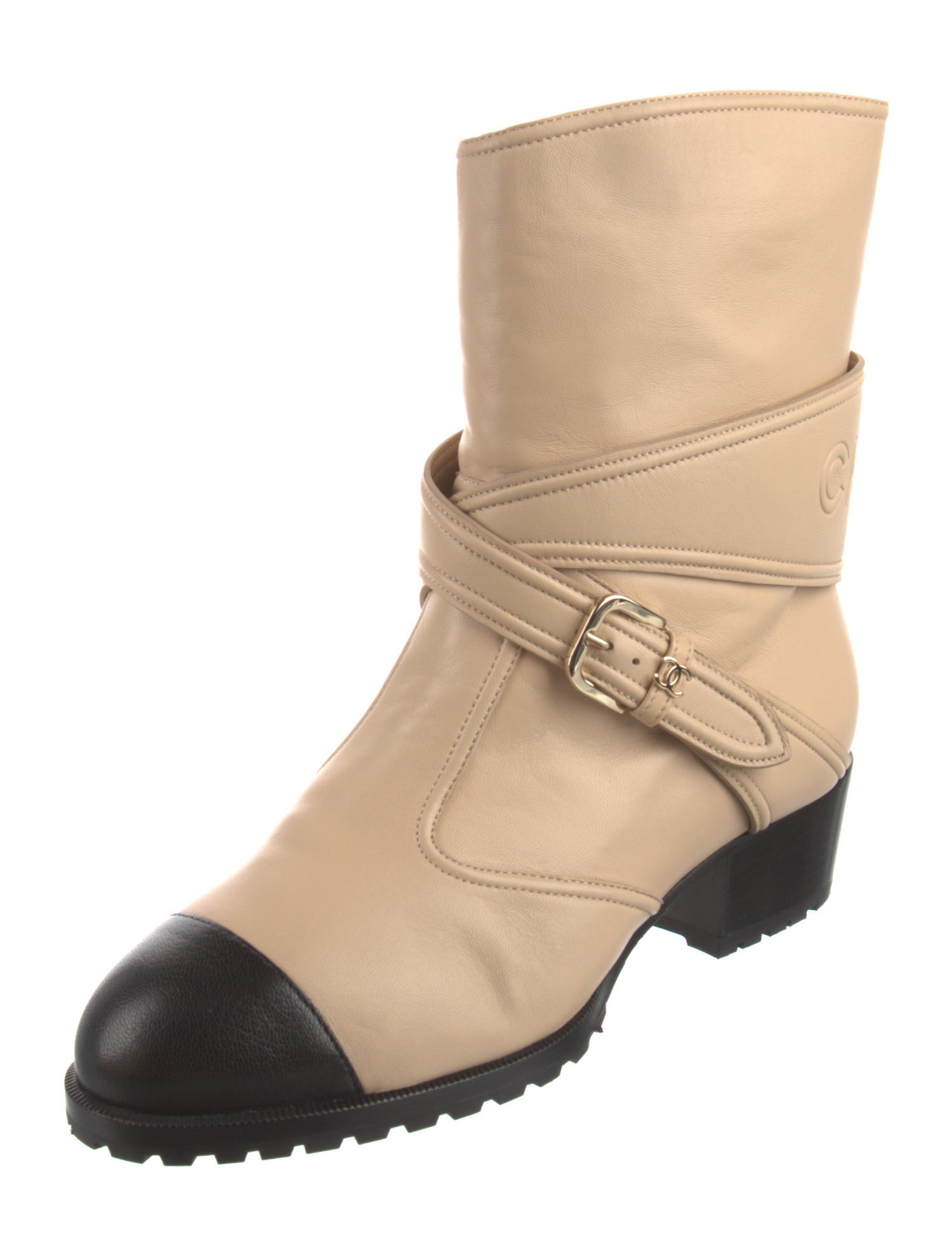 Chanel 2019 Interlocking CC Logo Moto Boots w/ Tags