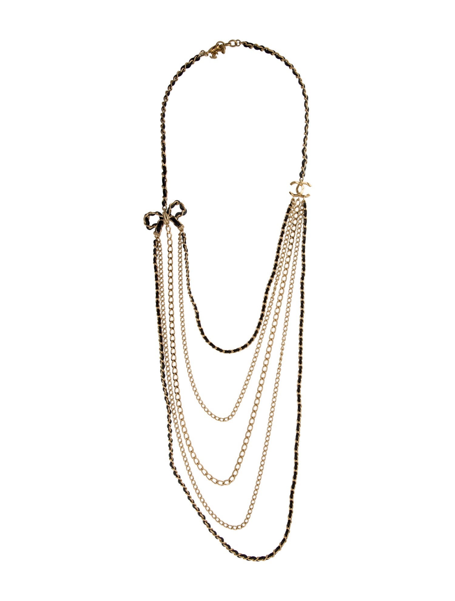 Chanel 2022 Leather Bow Multistrand Necklace