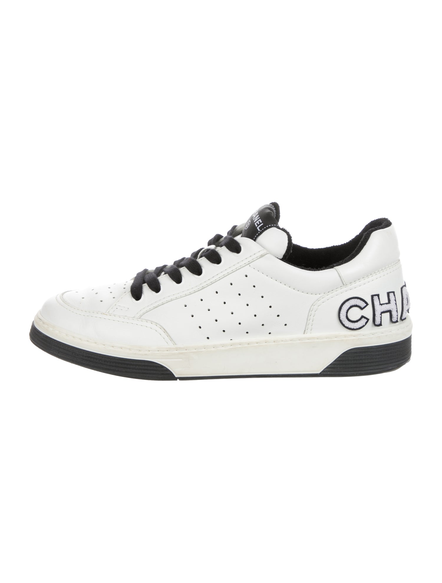 Chanel Interlocking CC Logo Leather Sneakers