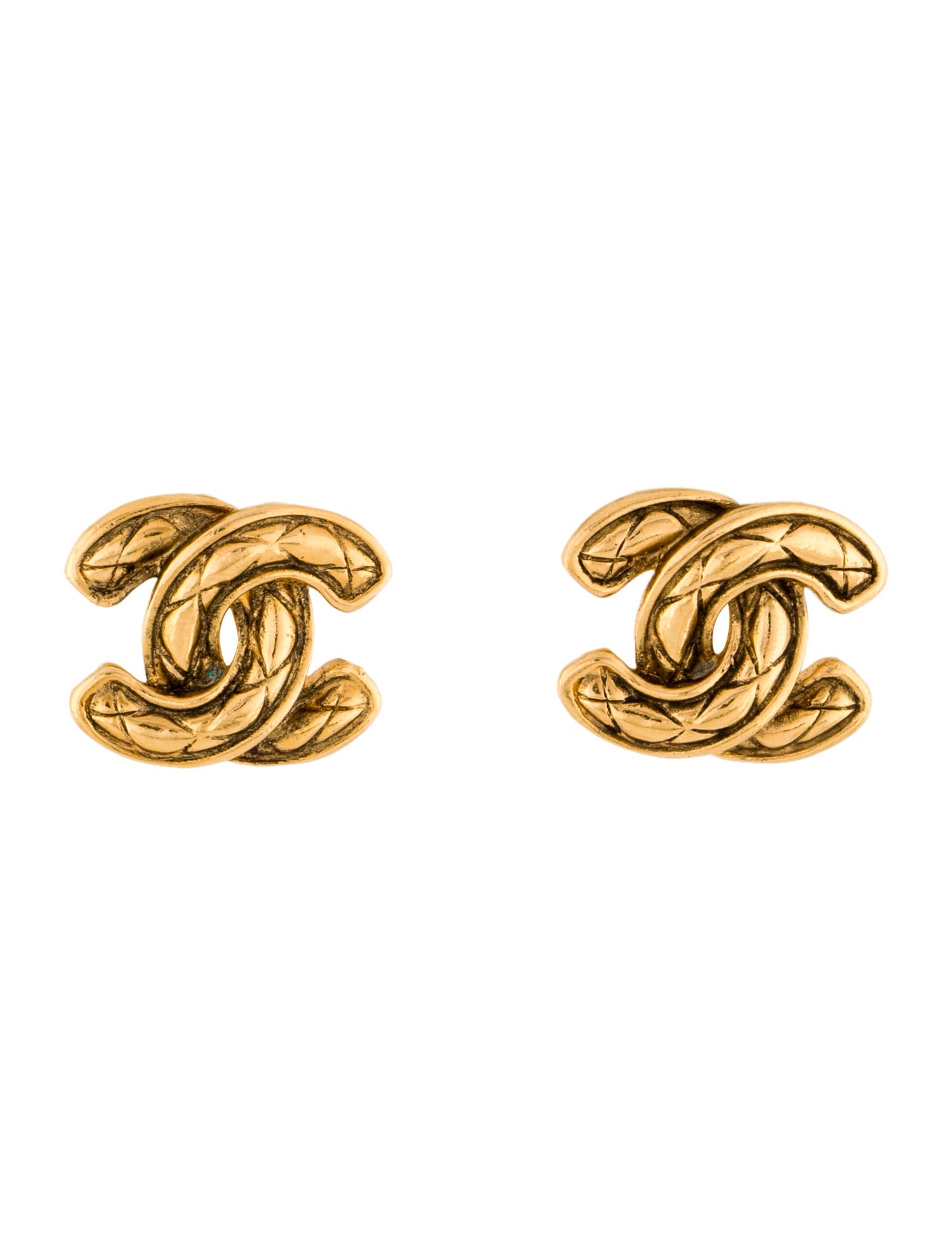 Chanel Vintage Quilted CC Clip-On Earrings