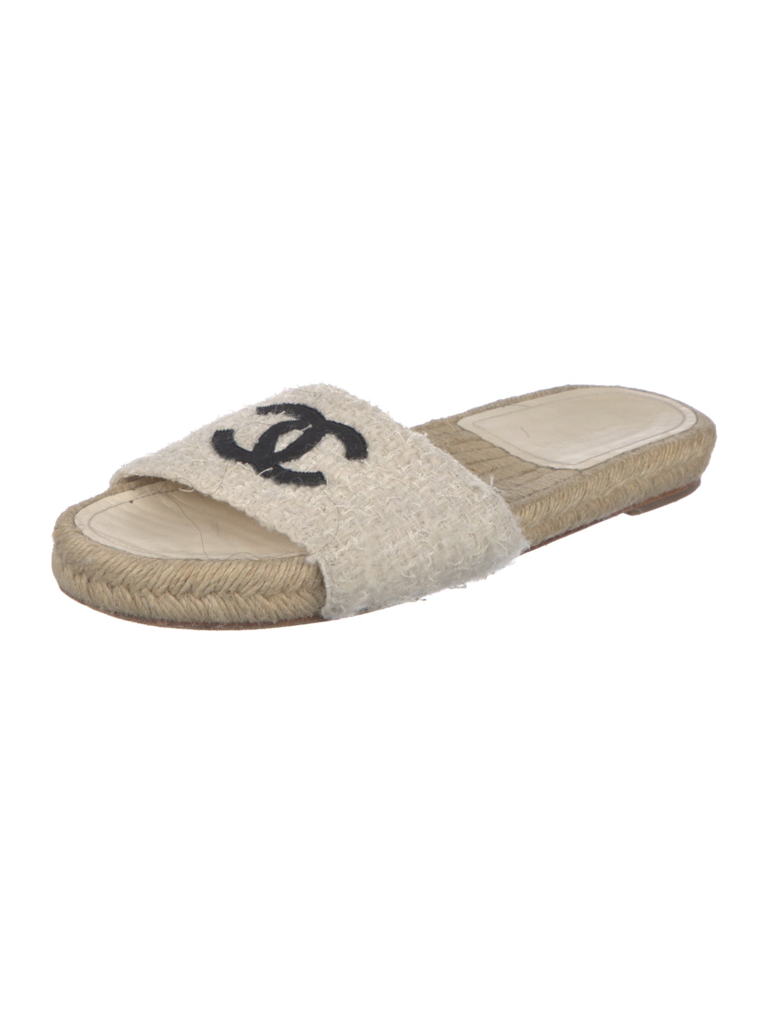 Chanel Interlocking CC Logo Tweed Espadrilles