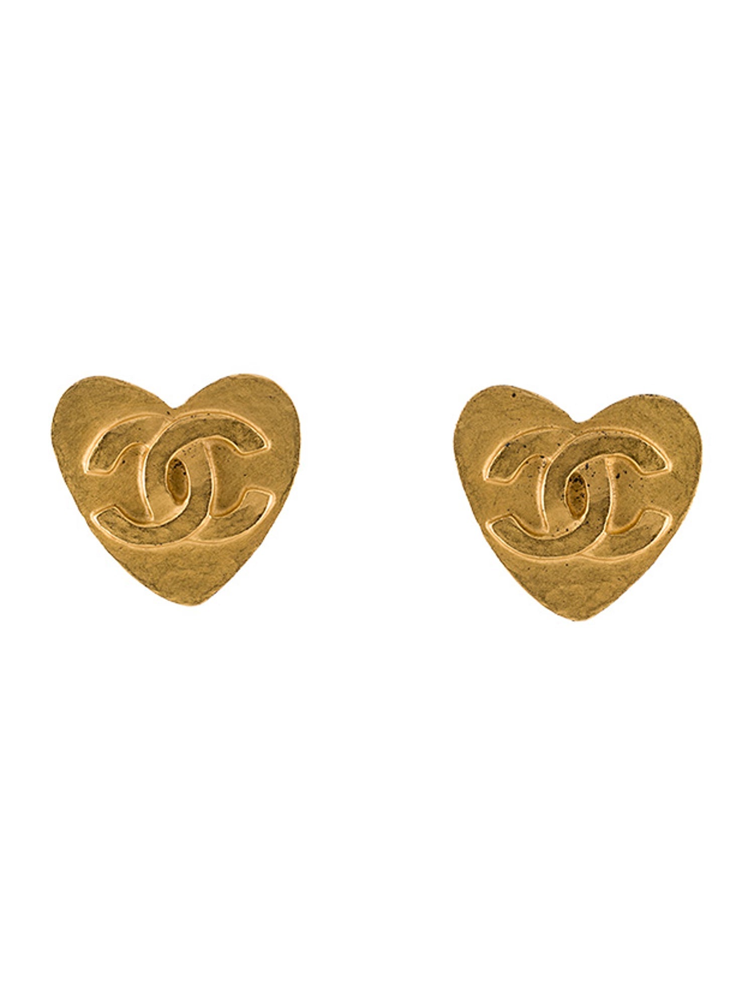 Chanel Vintage Heart CC Clip-On Earrings
