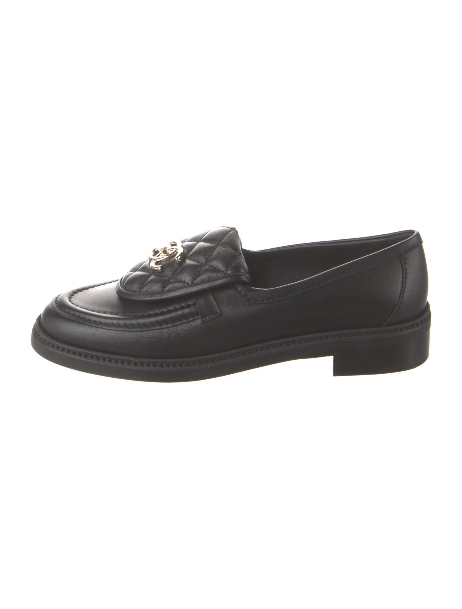 Chanel Interlocking CC Logo Leather Loafers