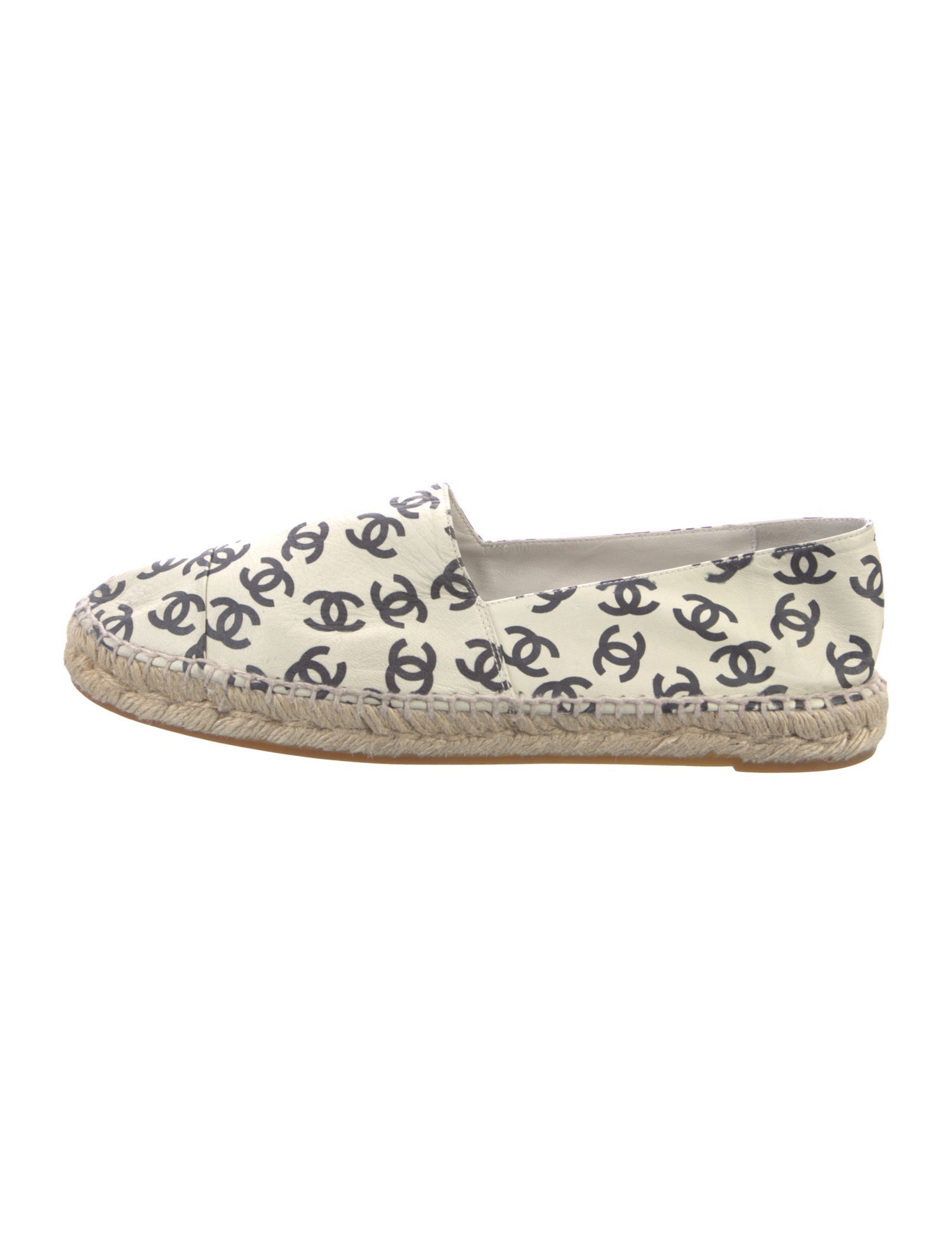 Chanel Interlocking CC Logo Leather Espadrilles