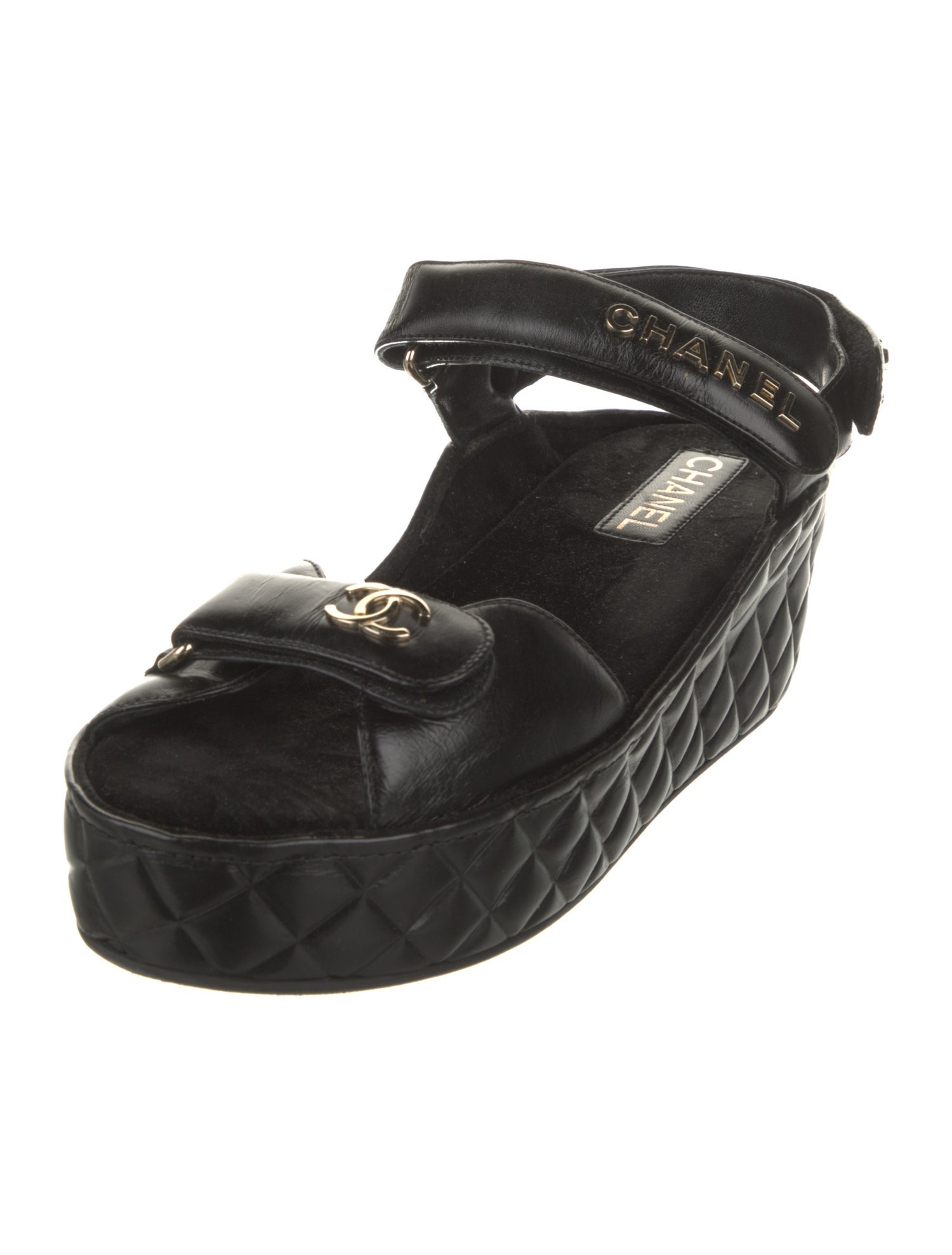 Chanel Interlocking CC Logo Leather Sandals