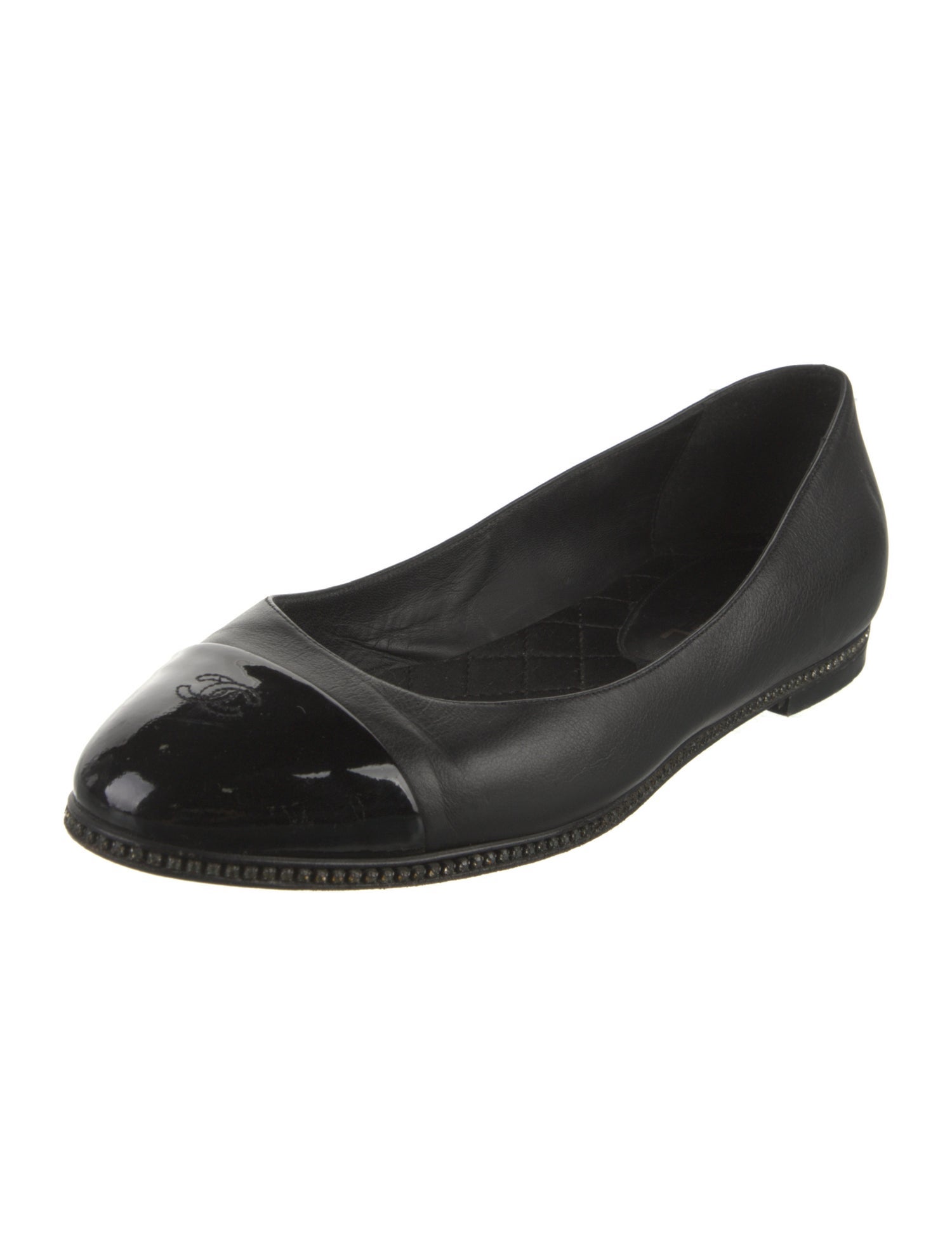 Chanel Interlocking CC Logo Leather Flats