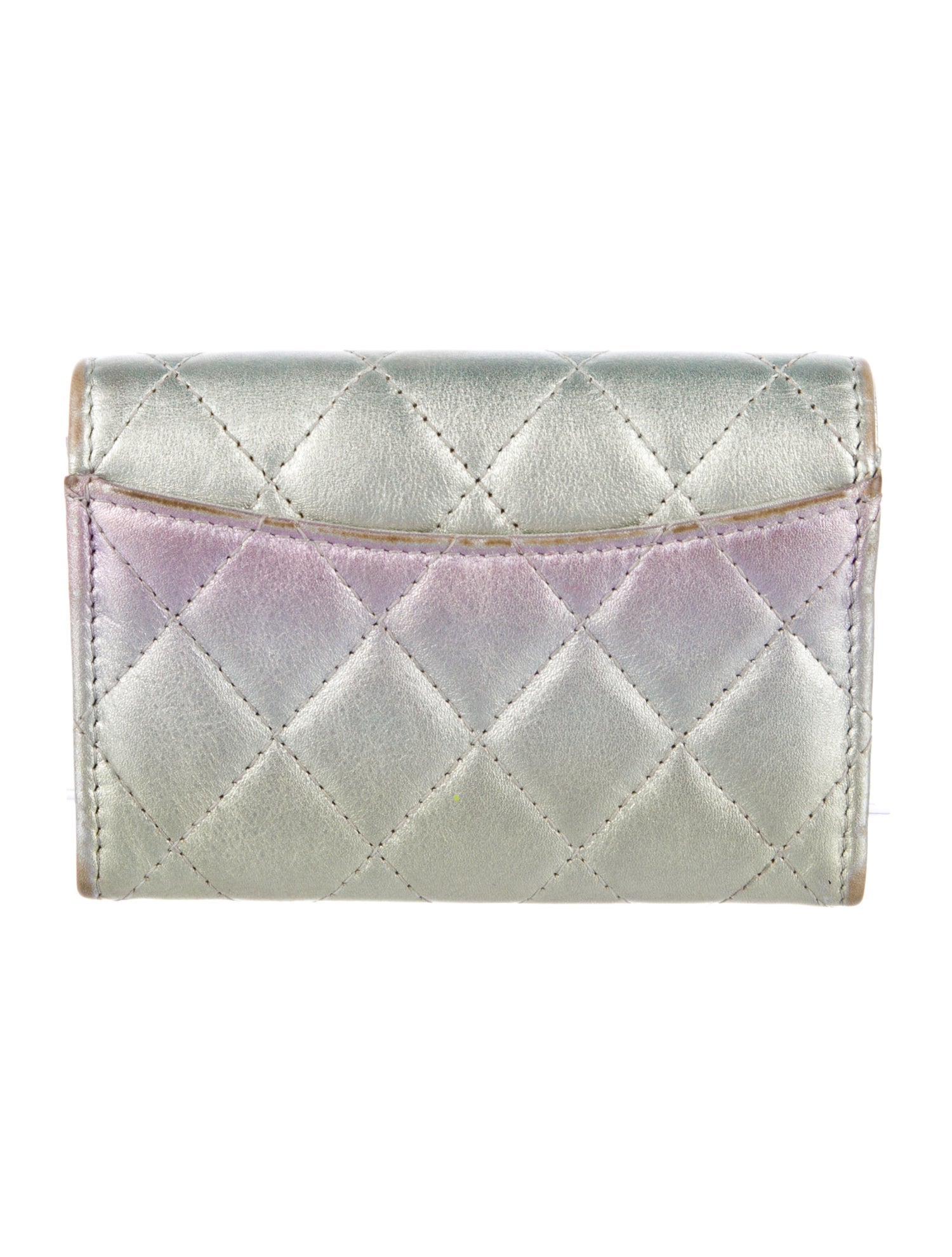 Chanel Iridescent Flap Card Holder Interlocking CC Logo Wristlet