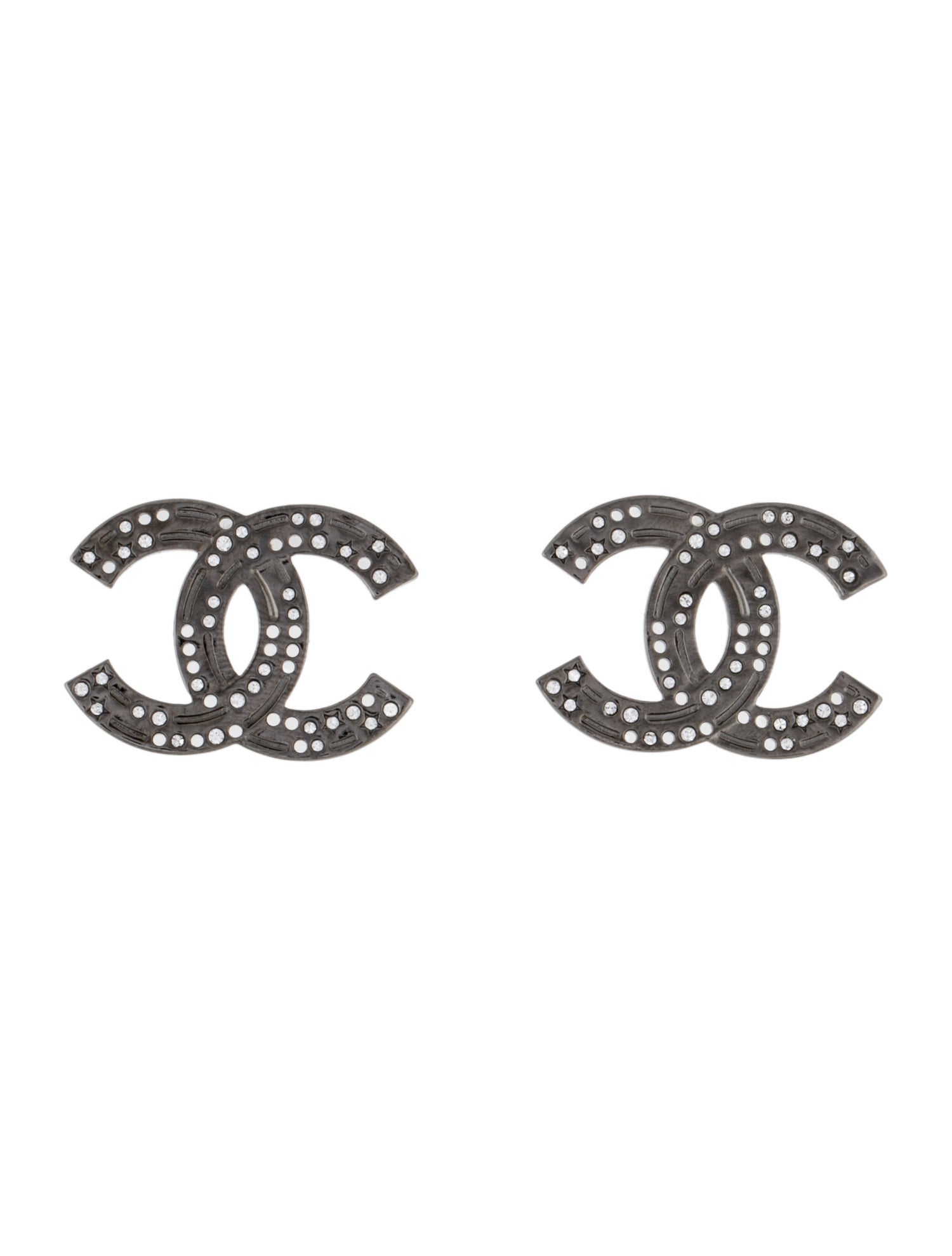 Chanel 2024 Strass CC Stud Earrings