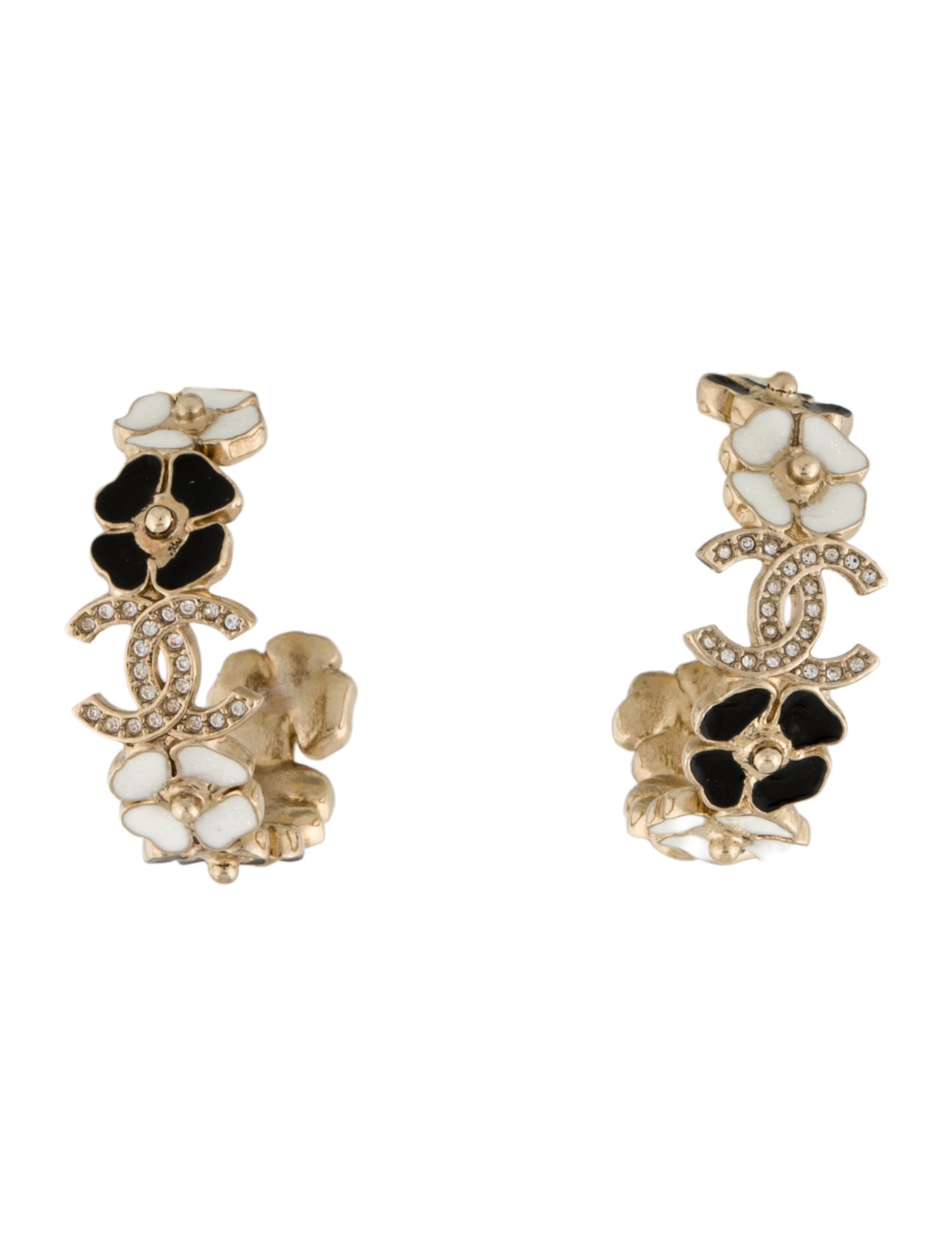 Chanel 2025 Resin & Strass CC Hoop Earrings w/ Tags