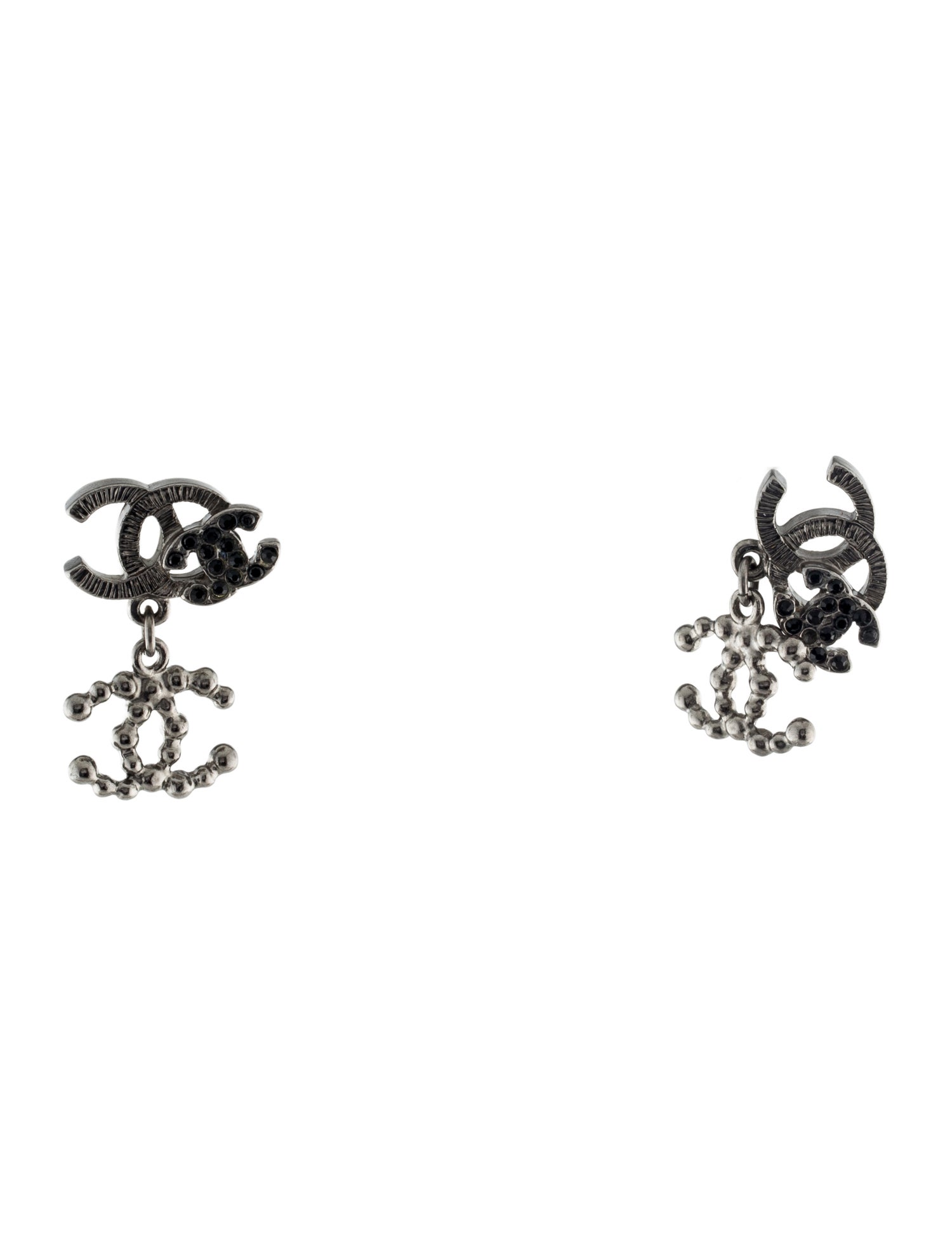 Chanel Strass CC Drop Earrings