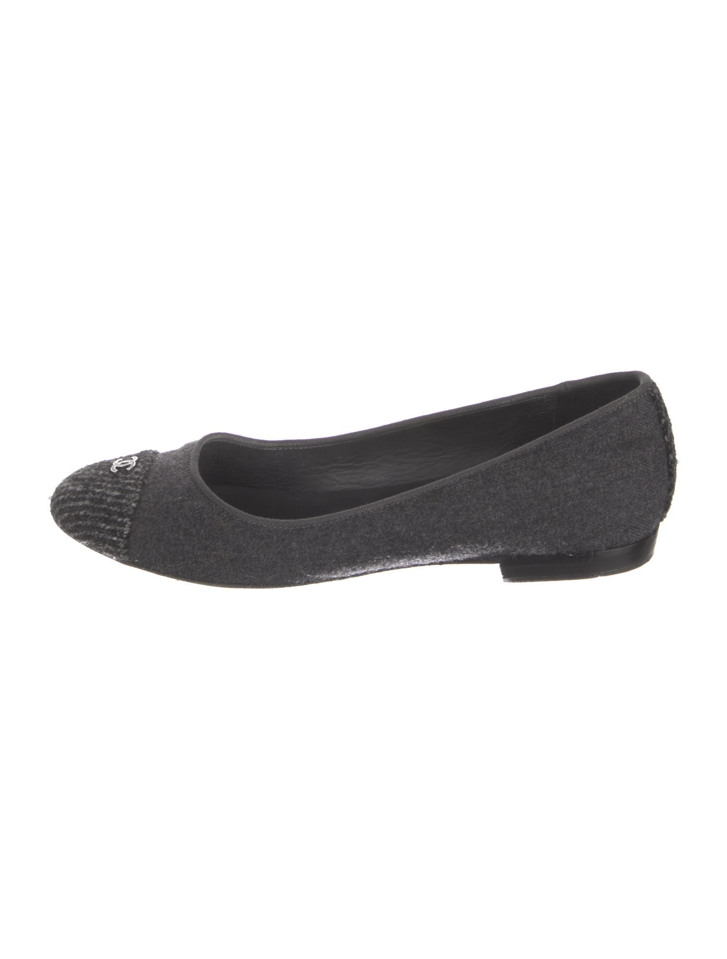 Chanel Interlocking CC Logo Wool Ballet Flats