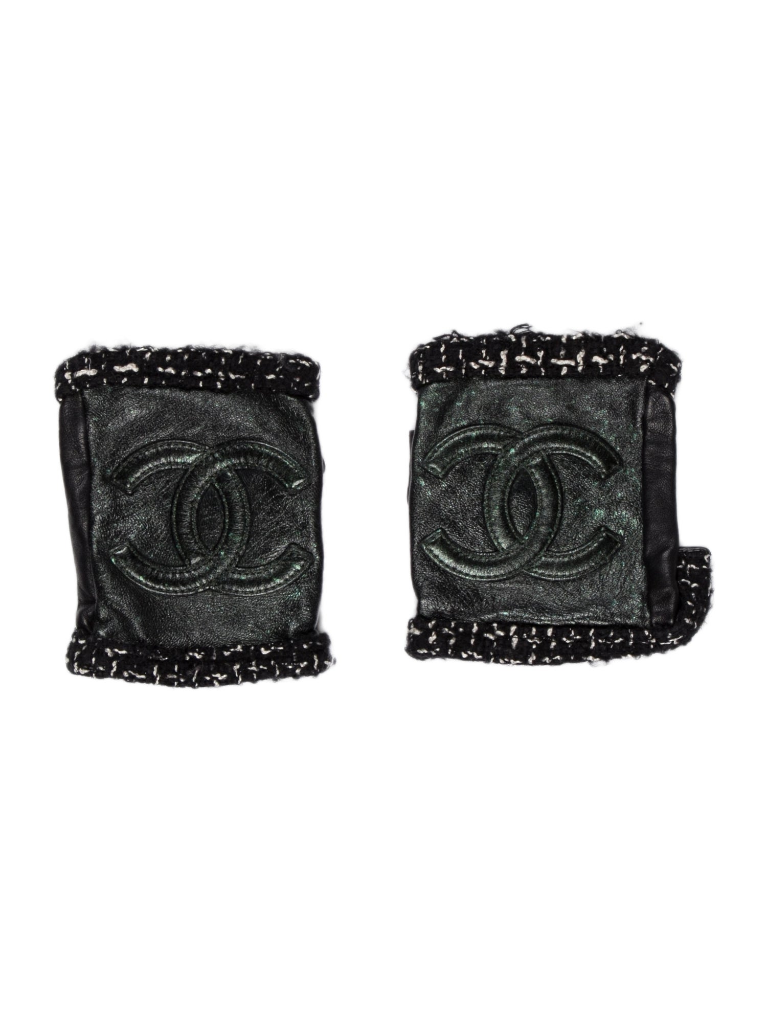 Chanel Lambskin Tweed CC Fingerless Gloves