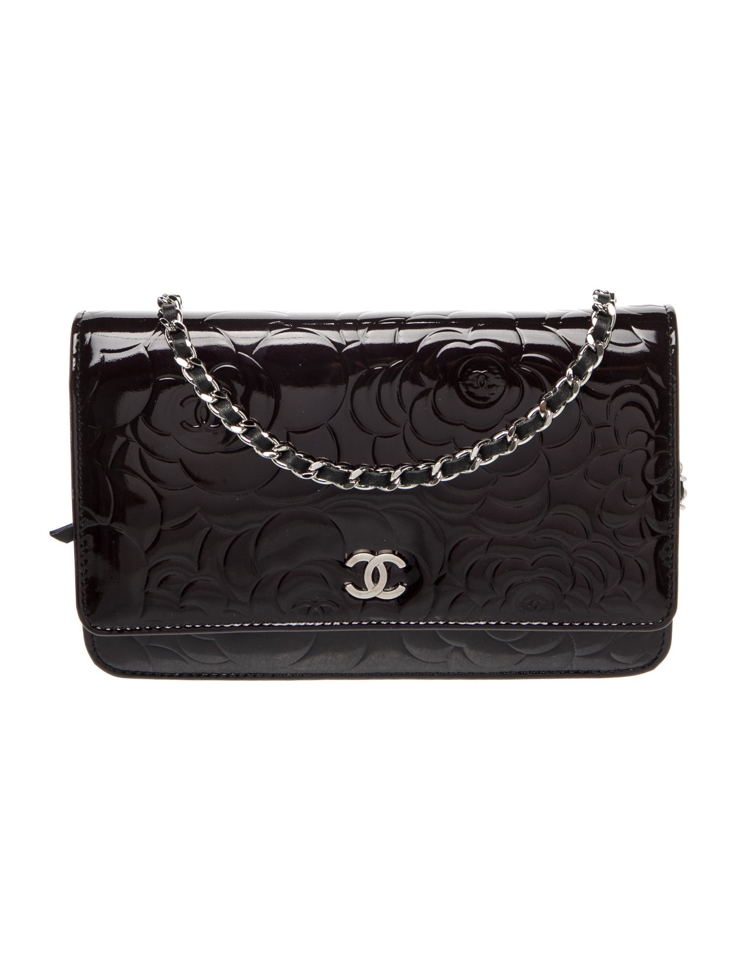 Chanel Patent Camellia Wallet On Chain