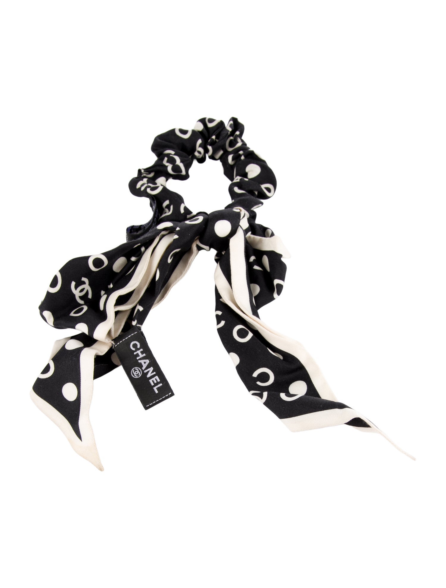 Chanel 2022 Polka Dot CC Hair Scrunchie